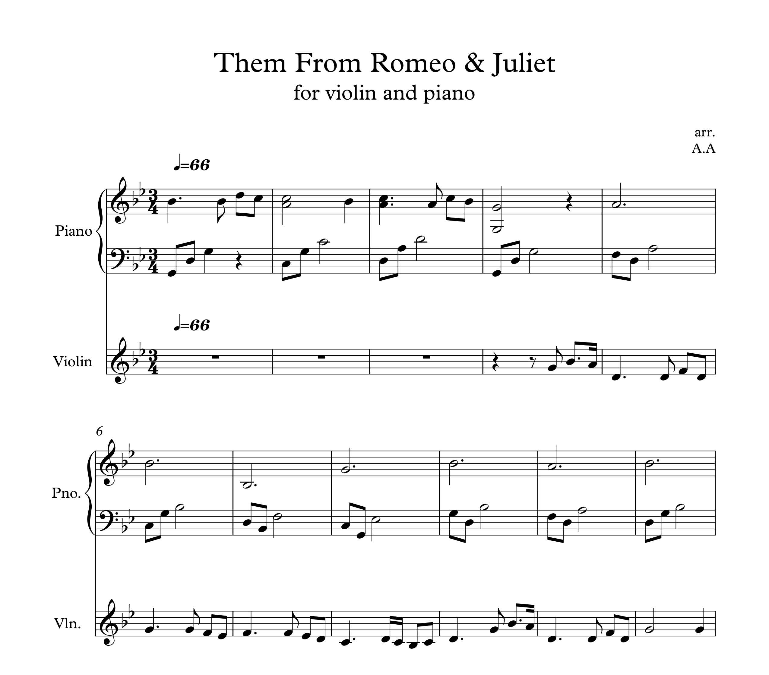 دوئت قطعه رومؤ و ژولیت برای ویولن و پیانو
