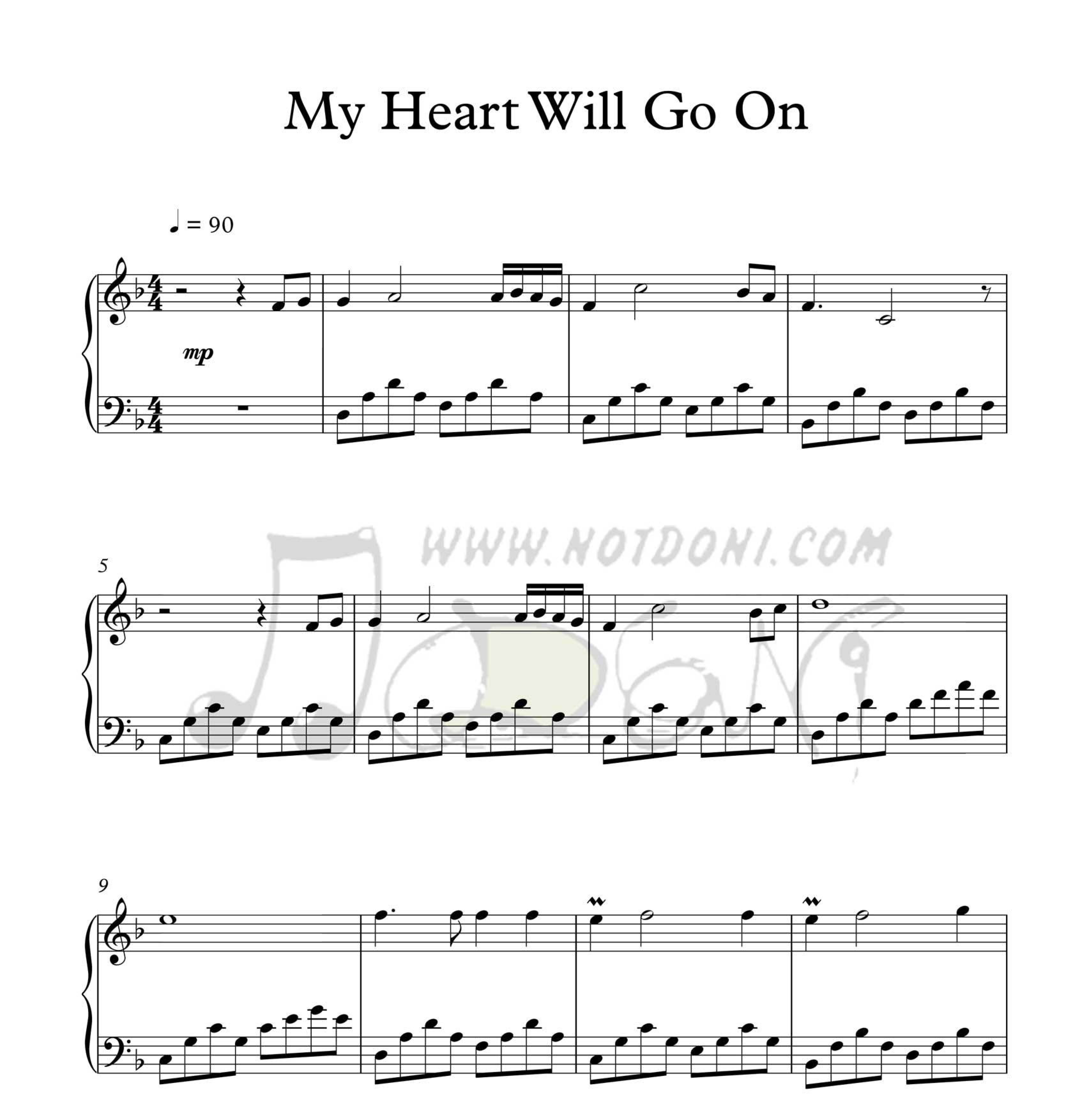 نت پیانوی My Heart Will Go On