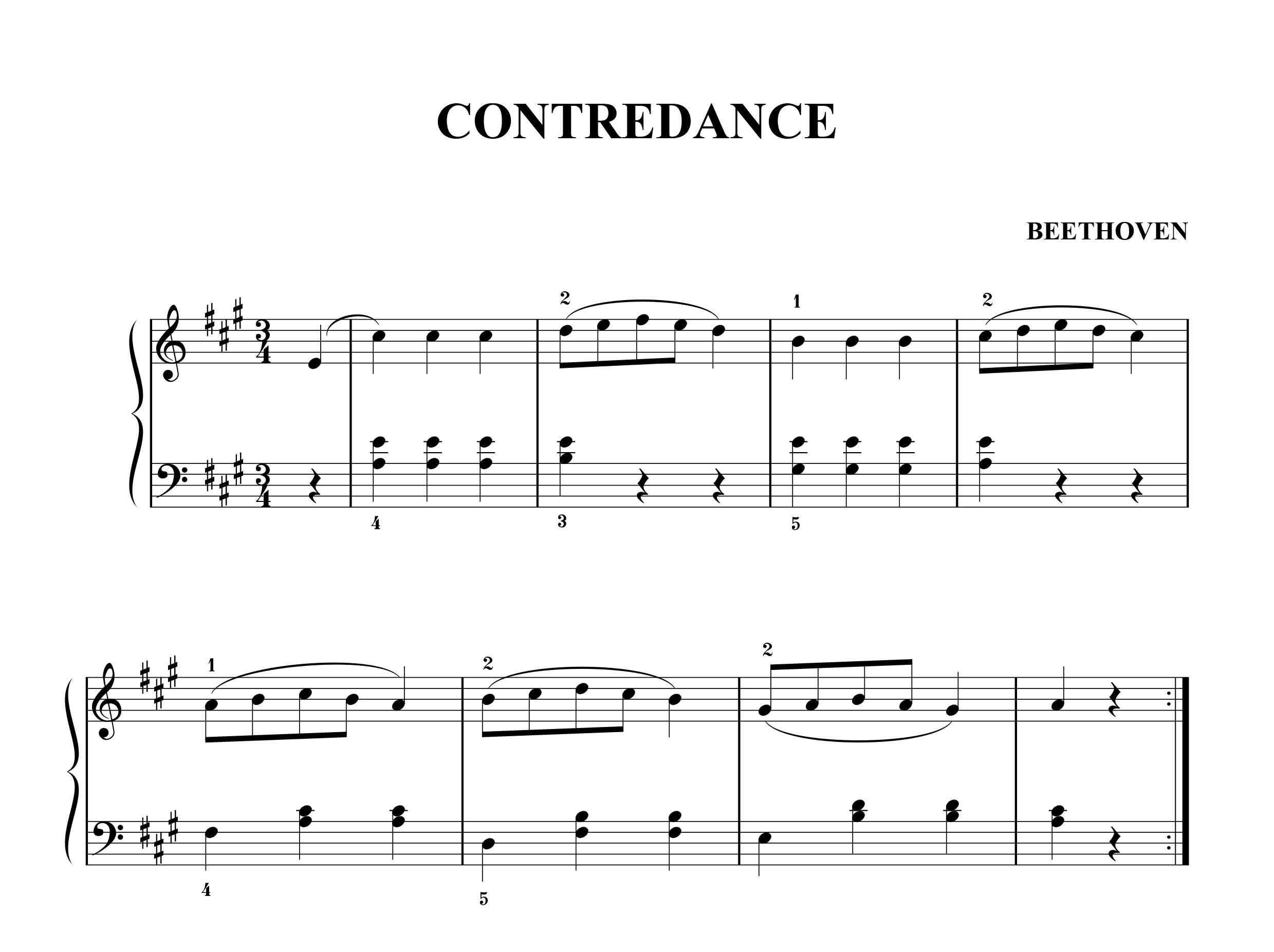 نت پیانو Contradance از بتهوون در سطح  ساده