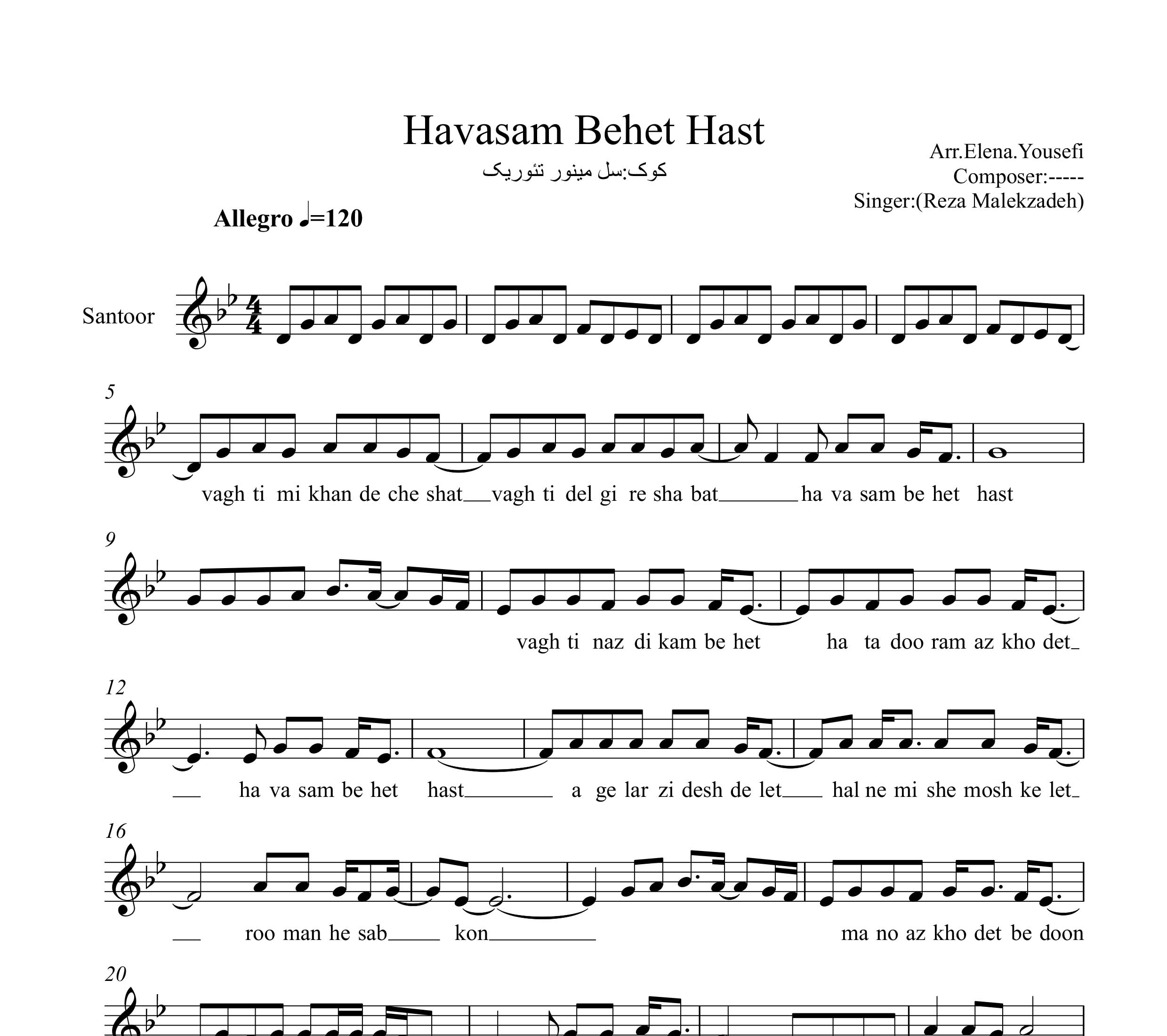 نت سنتور حواسم بهت هست رضا ملک زاده