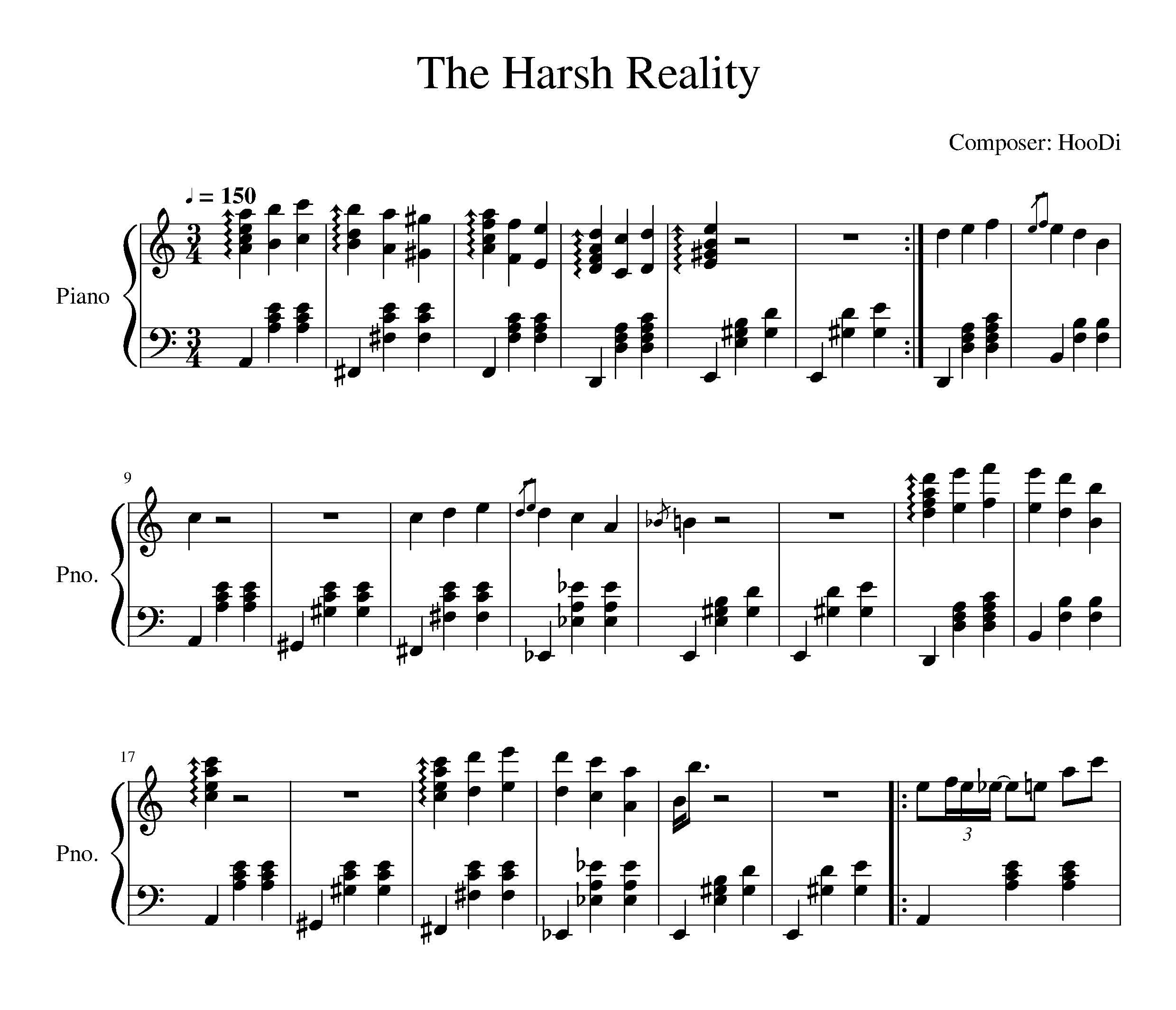 نت پیانو The Harsh Reality عقیل حدودی