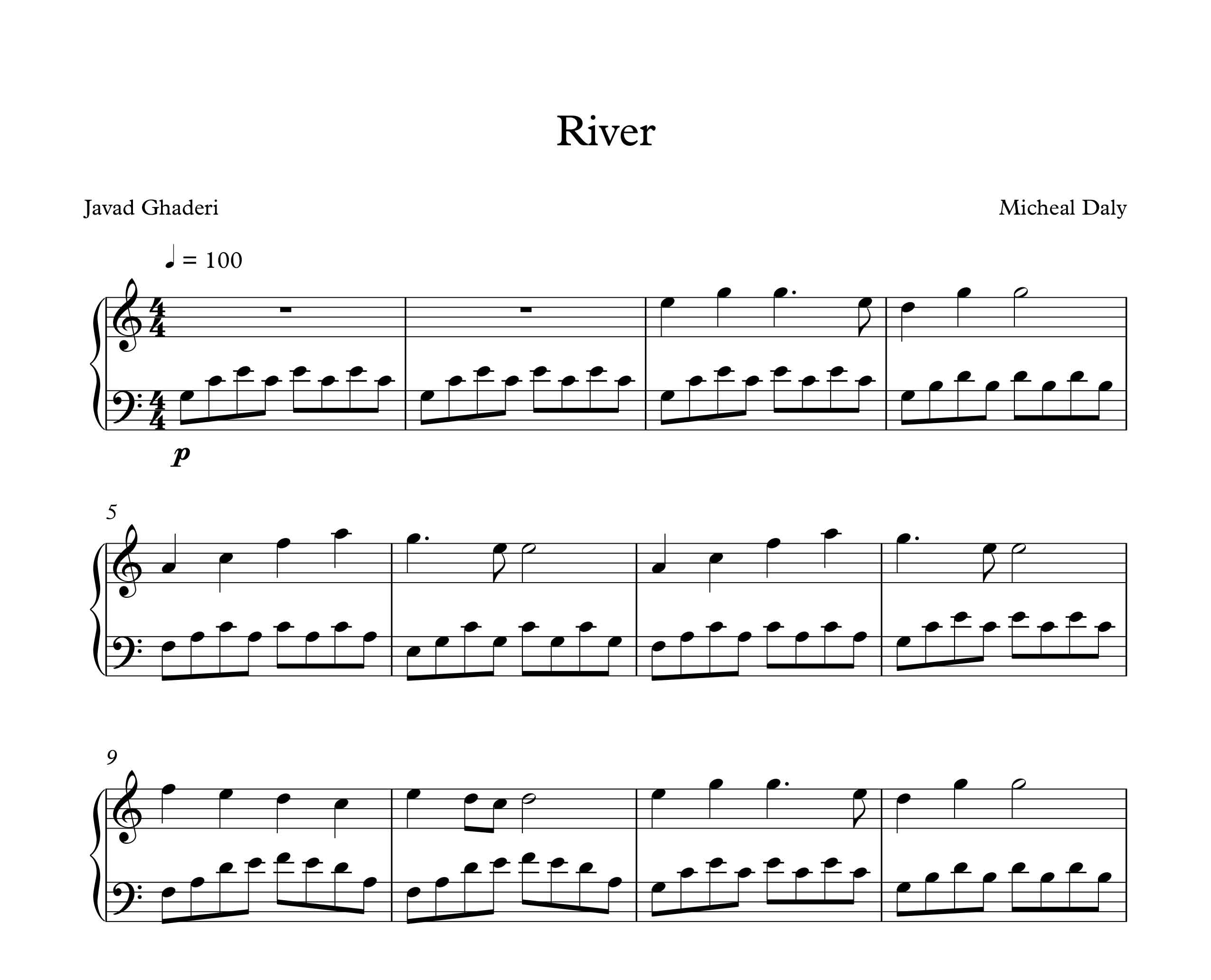 قطعه پیانوی river اثر مایکل دالی