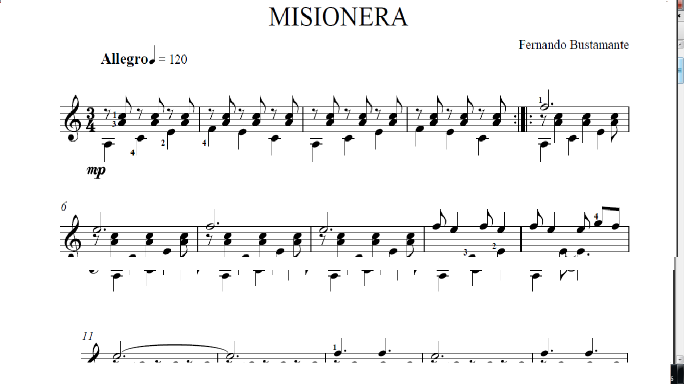 نت گیتار misionera