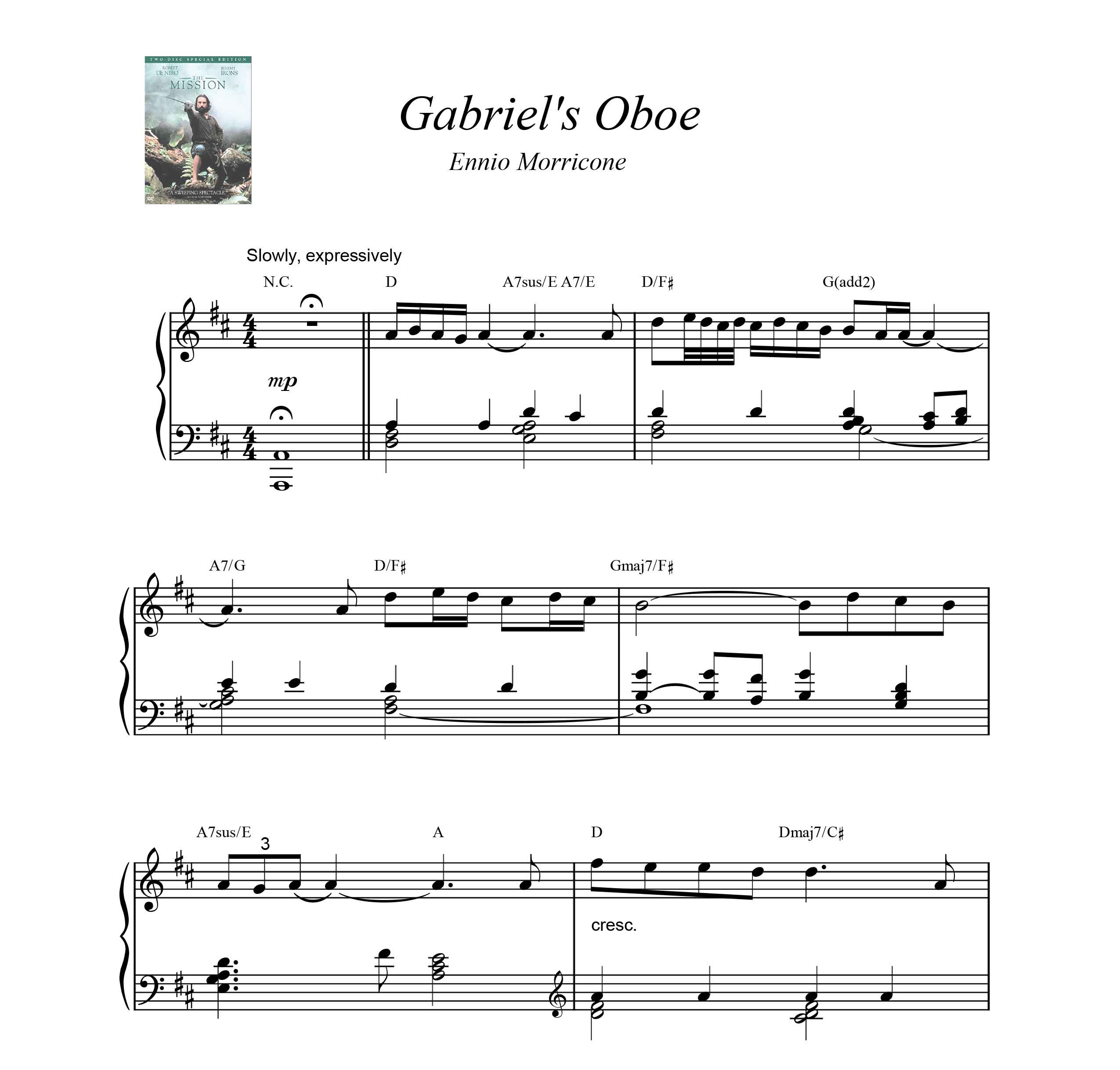 نت موسیقی متن فیلم   ( Gabriel's Oboe ( The Mission