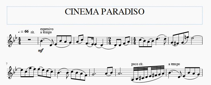 نت ویولن موسیقی فیلم Cinema Paradiso