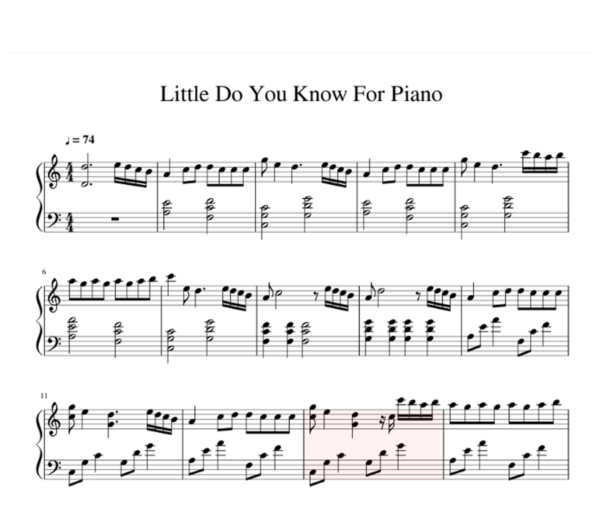 نت پیانو Little Do You Know Alex Sierra