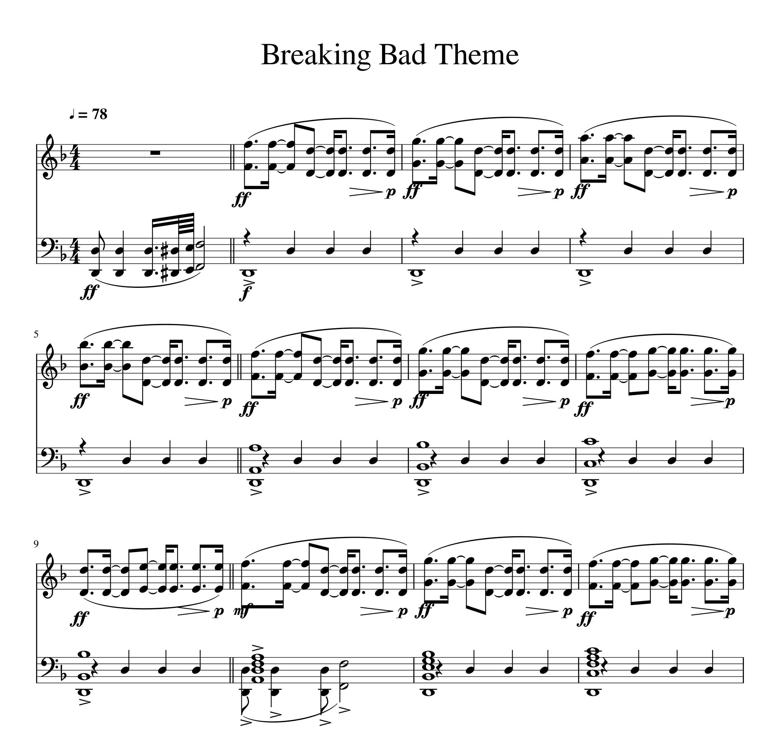 نت موسیقی فیلم Breaking bad برکینگ بد برای پیانو
