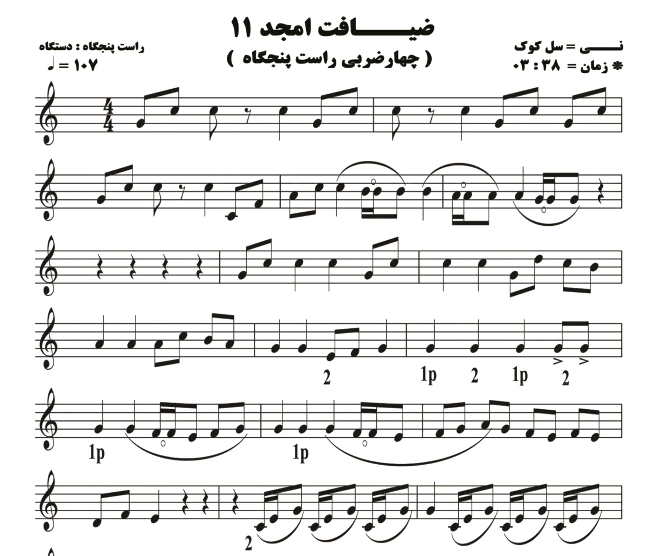 نت نی ضیافت امجد 11 ( چهار مضراب شهابی )