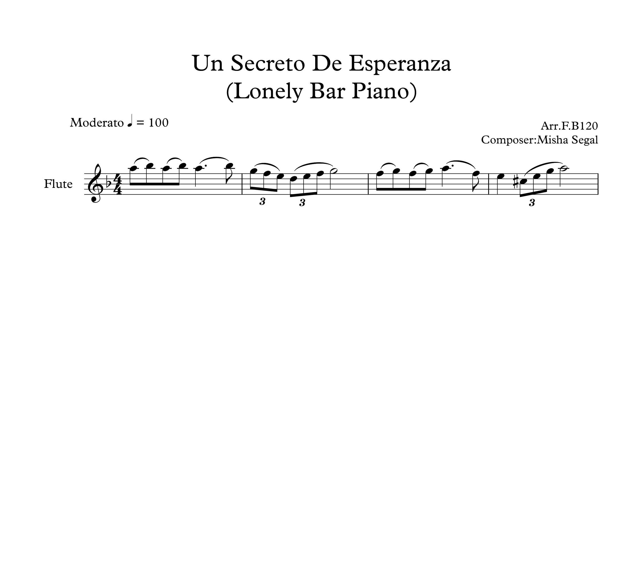 نت فلوت آهنگ Un Secreto De Esperanza Lonely Bar Piano از Misha Segal
