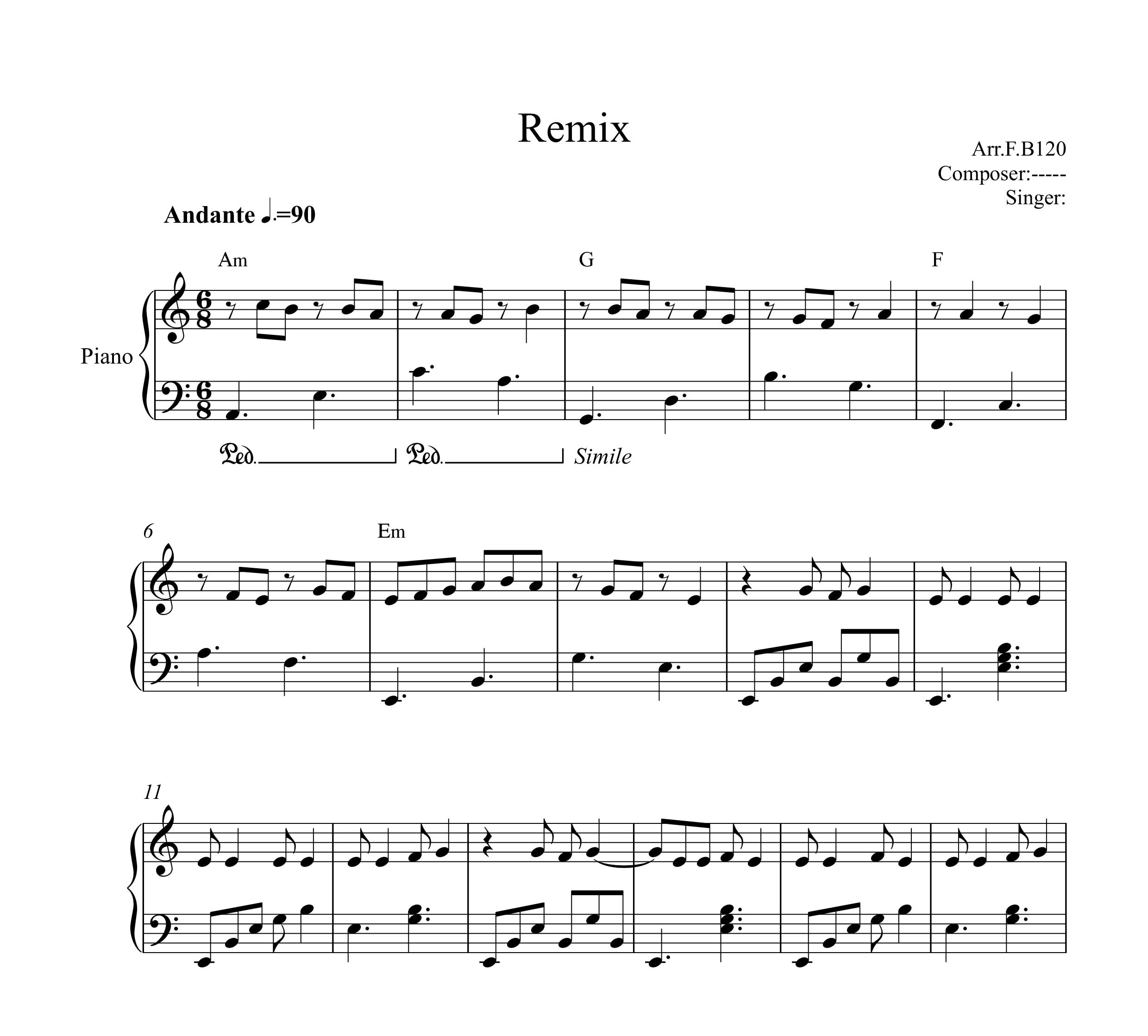 نت پیانو ریمیکس حامد قنبرنیا