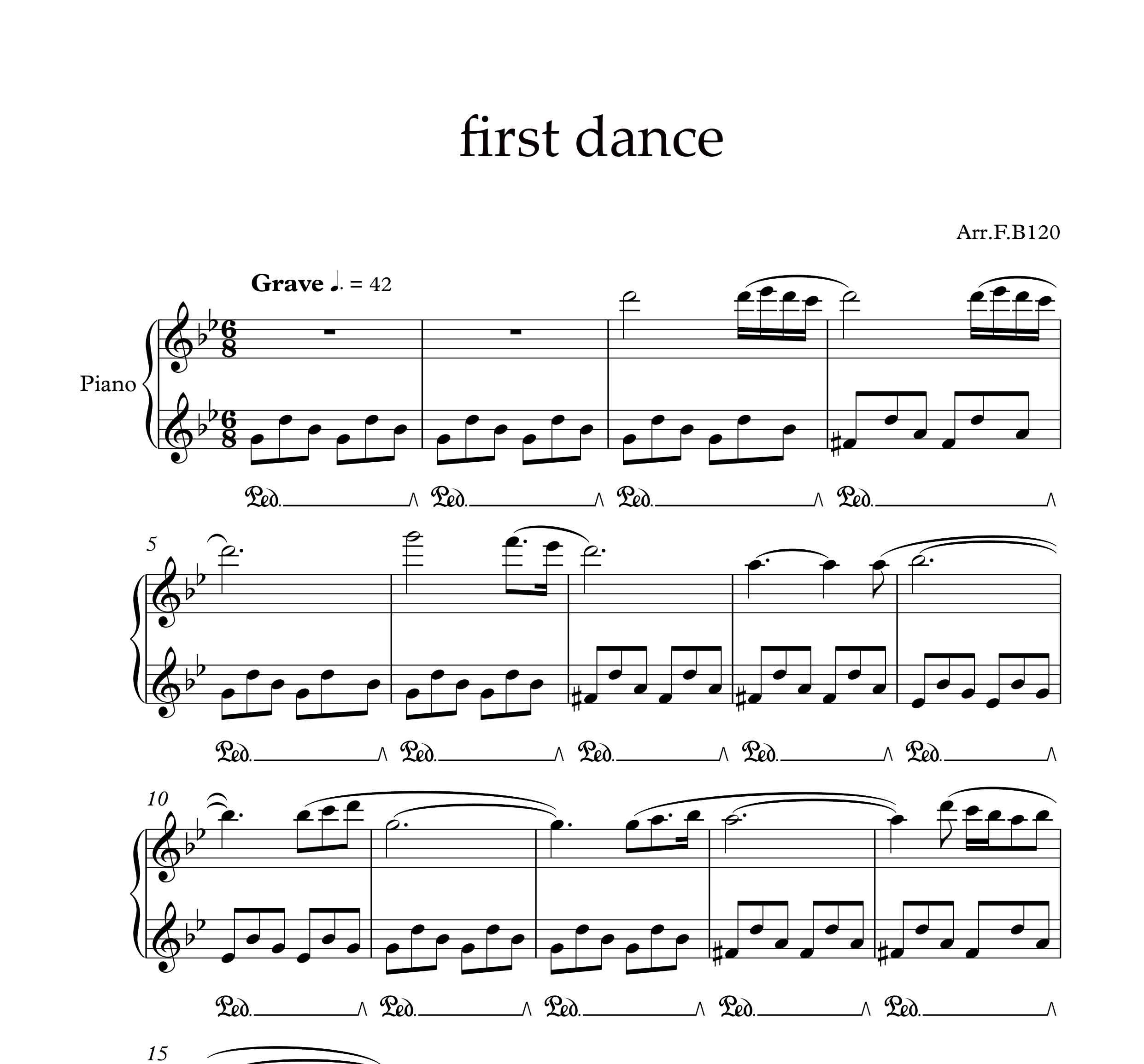 نت پیانو آهنگ first dance از Robin Spielberg