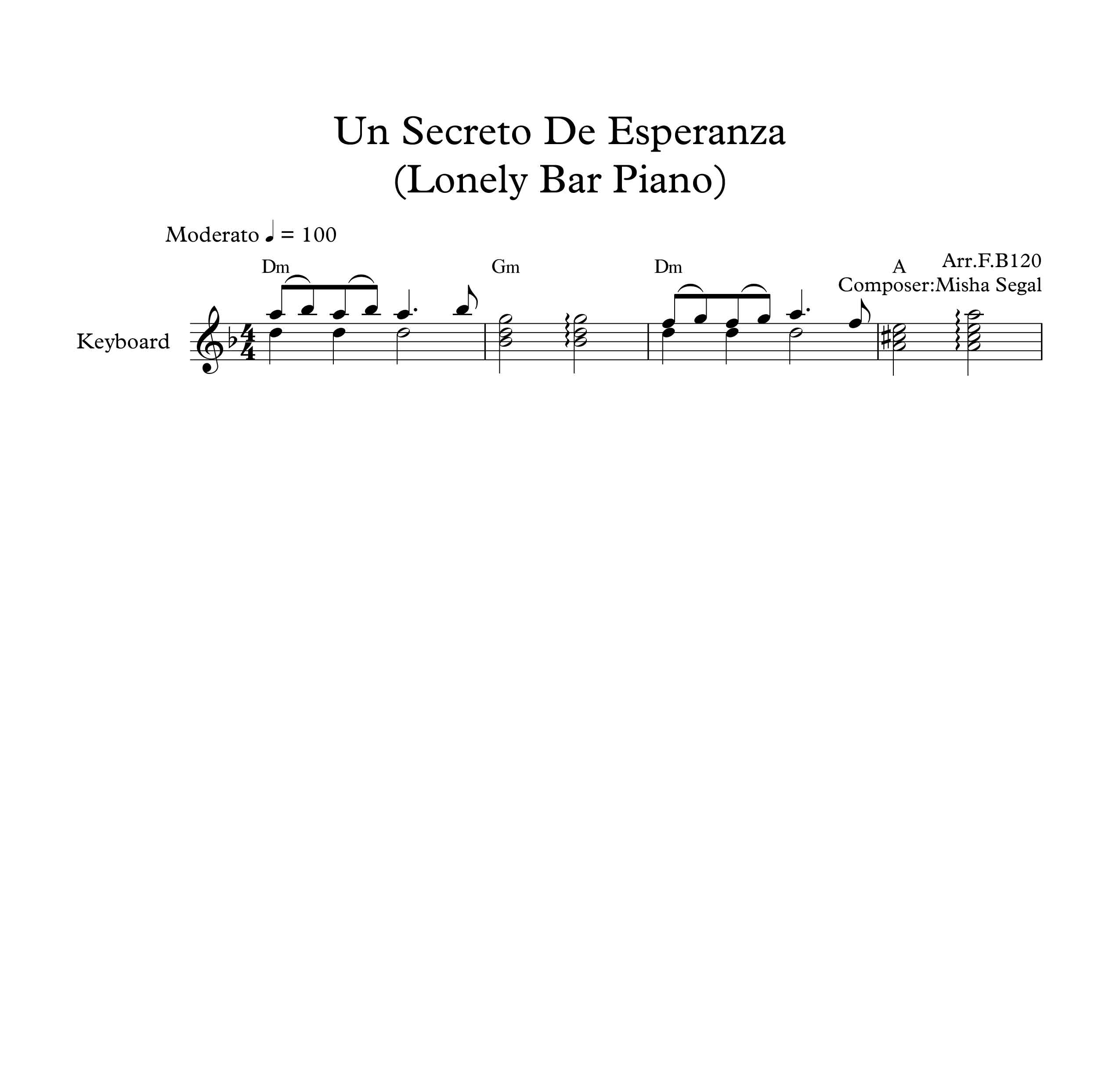 نت کیبورد آهنگ Un Secreto De Esperanza Lonely Bar Piano به همراه آکورد