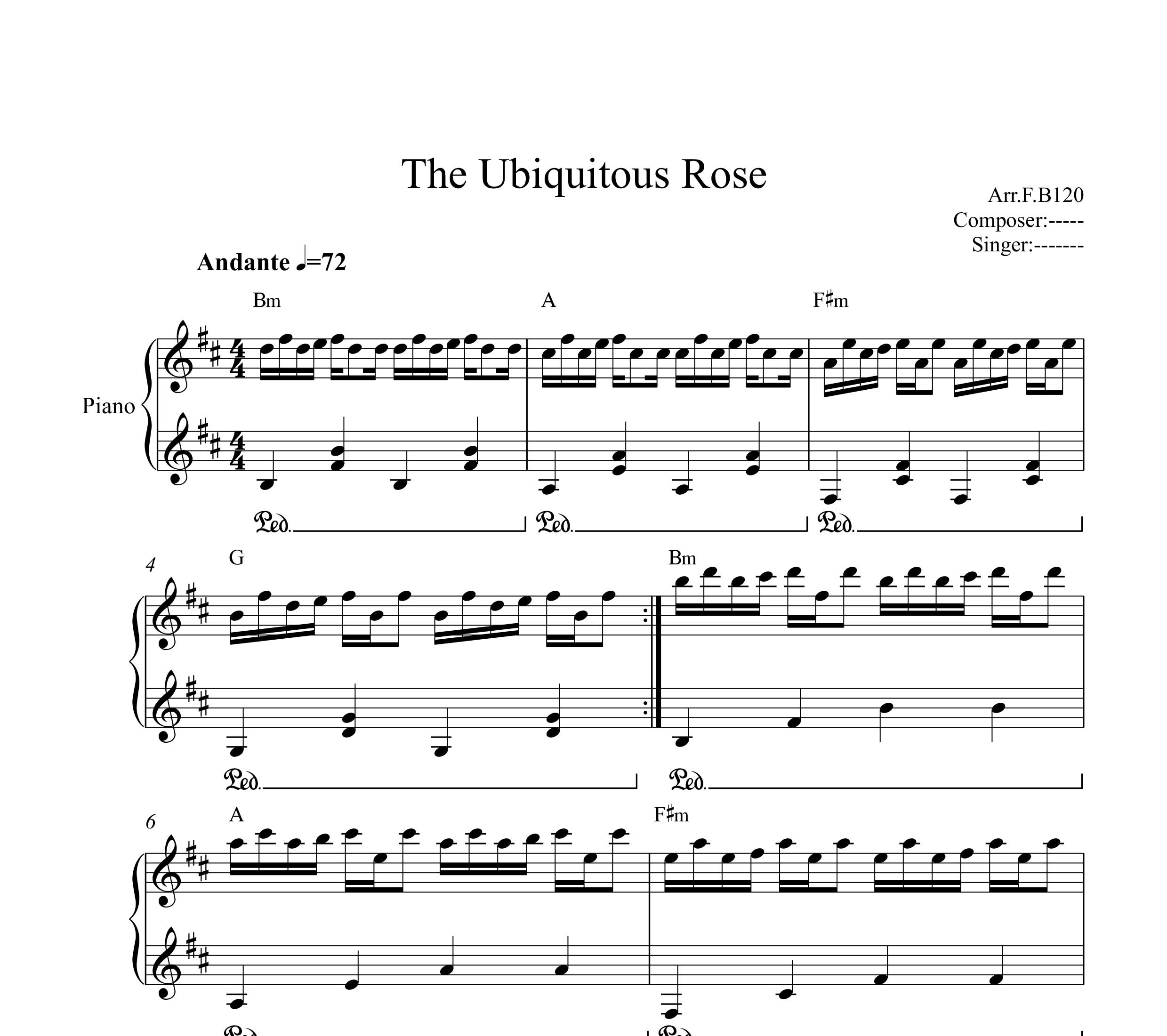 نت پیانو The Ubiquitous Rose از آلوارو بارکالا