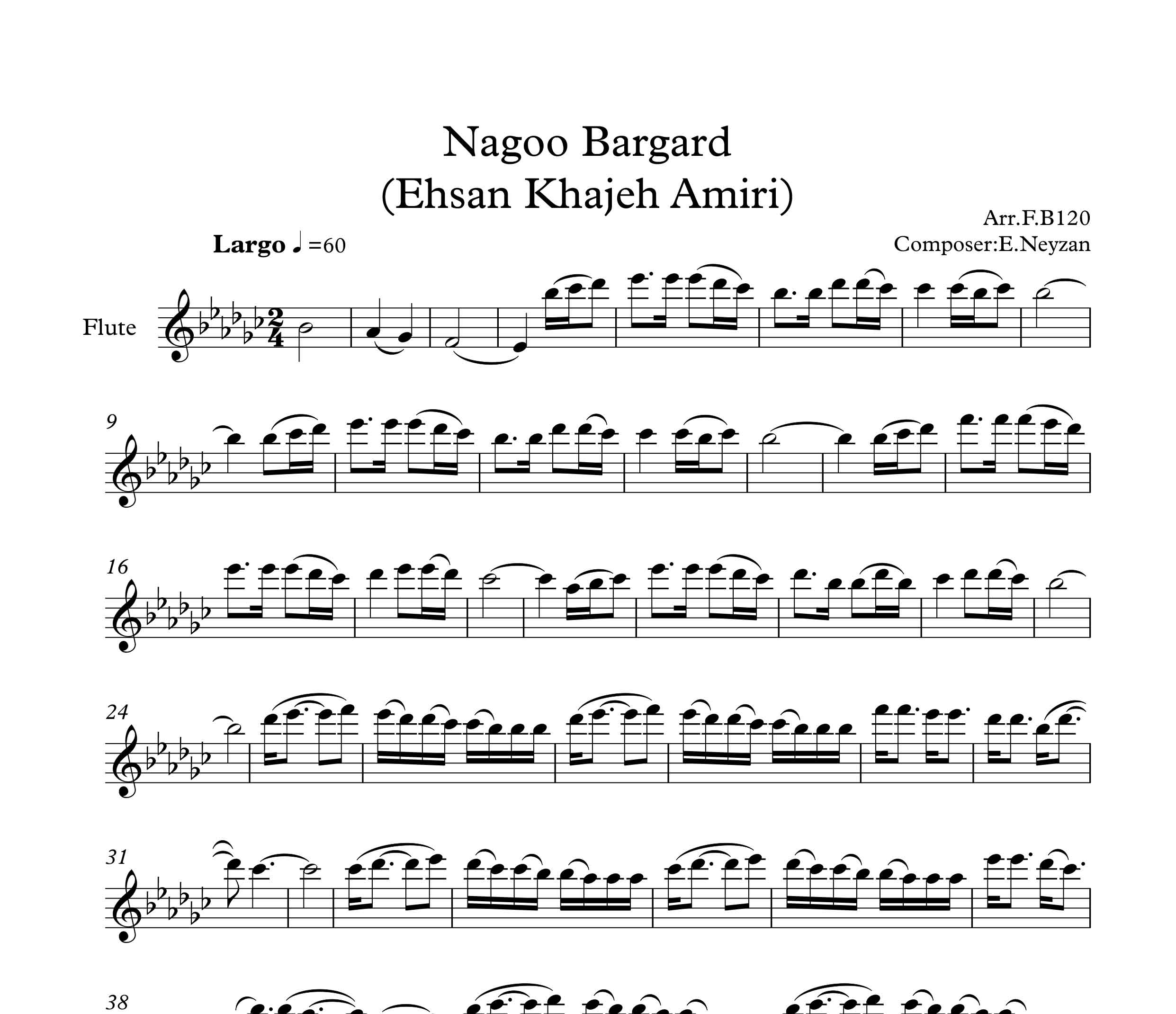 نت آهنگ نگو برگرد از احسان خواجه امیری برای فلوت