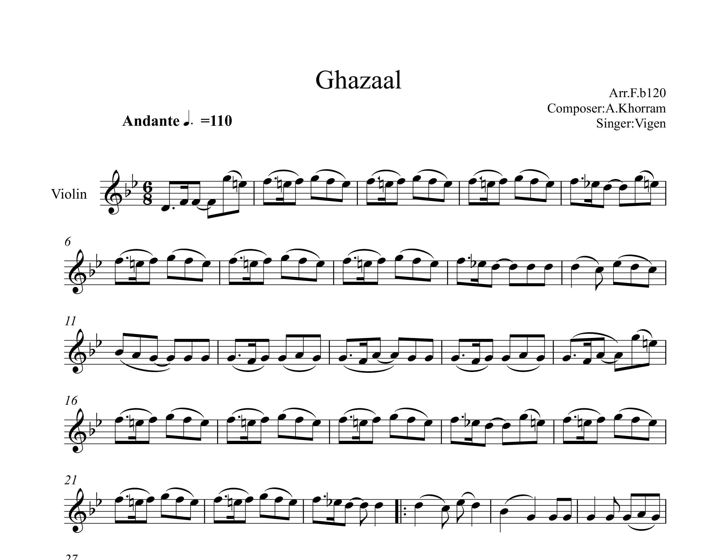 نت ویولن غزال ویگن