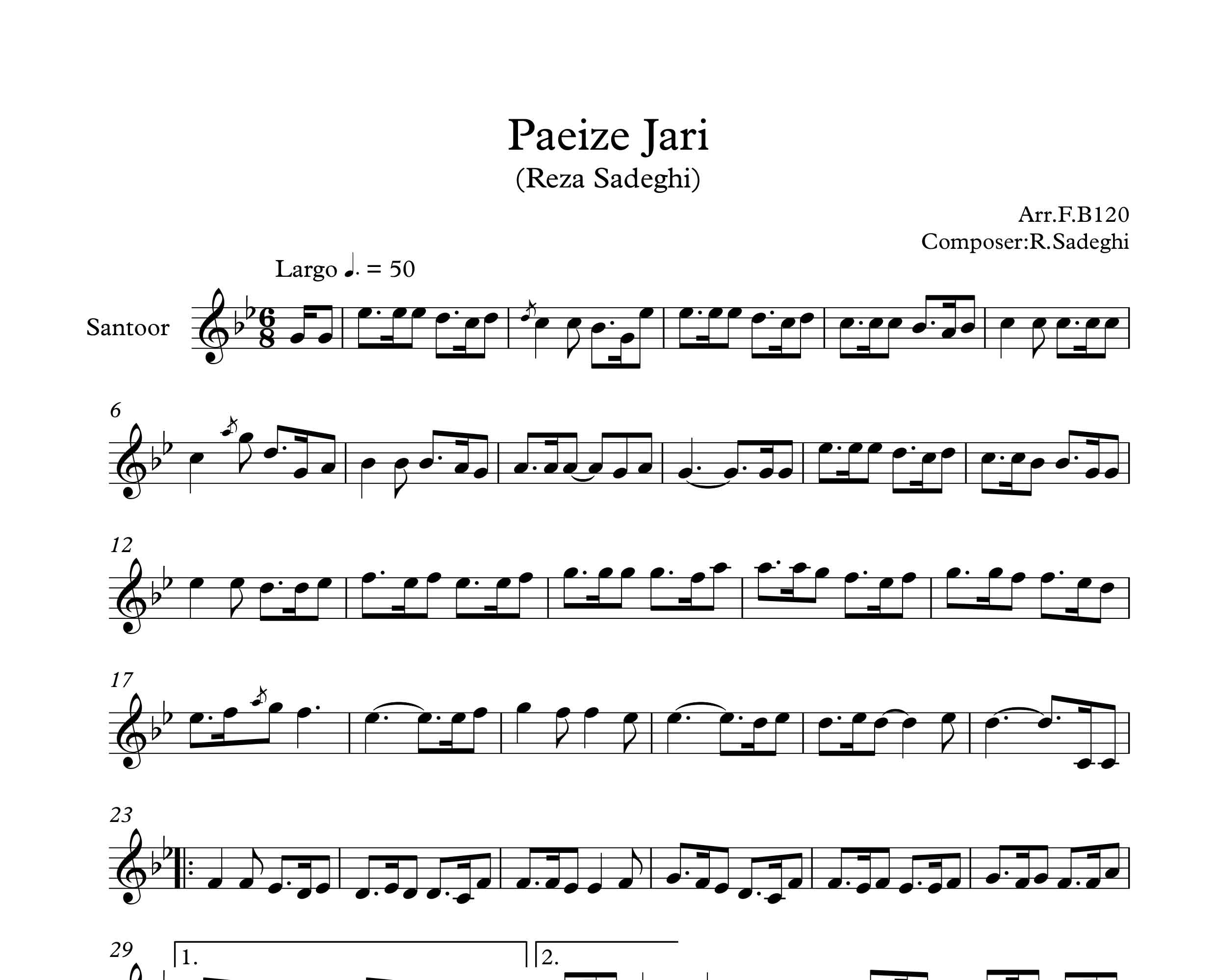 نت سنتور پاییز جاری از رضا صادقی