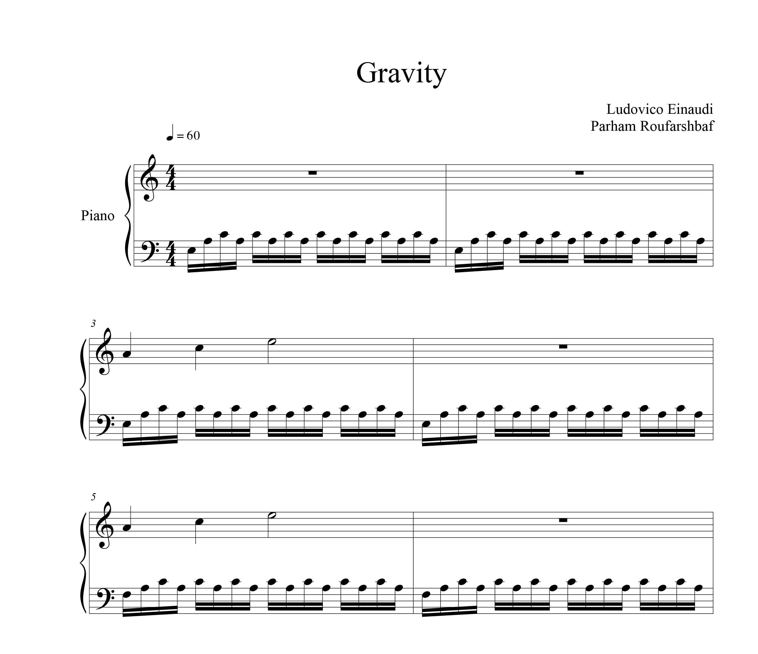نت پیانو Gravity از لودویکو اناودی