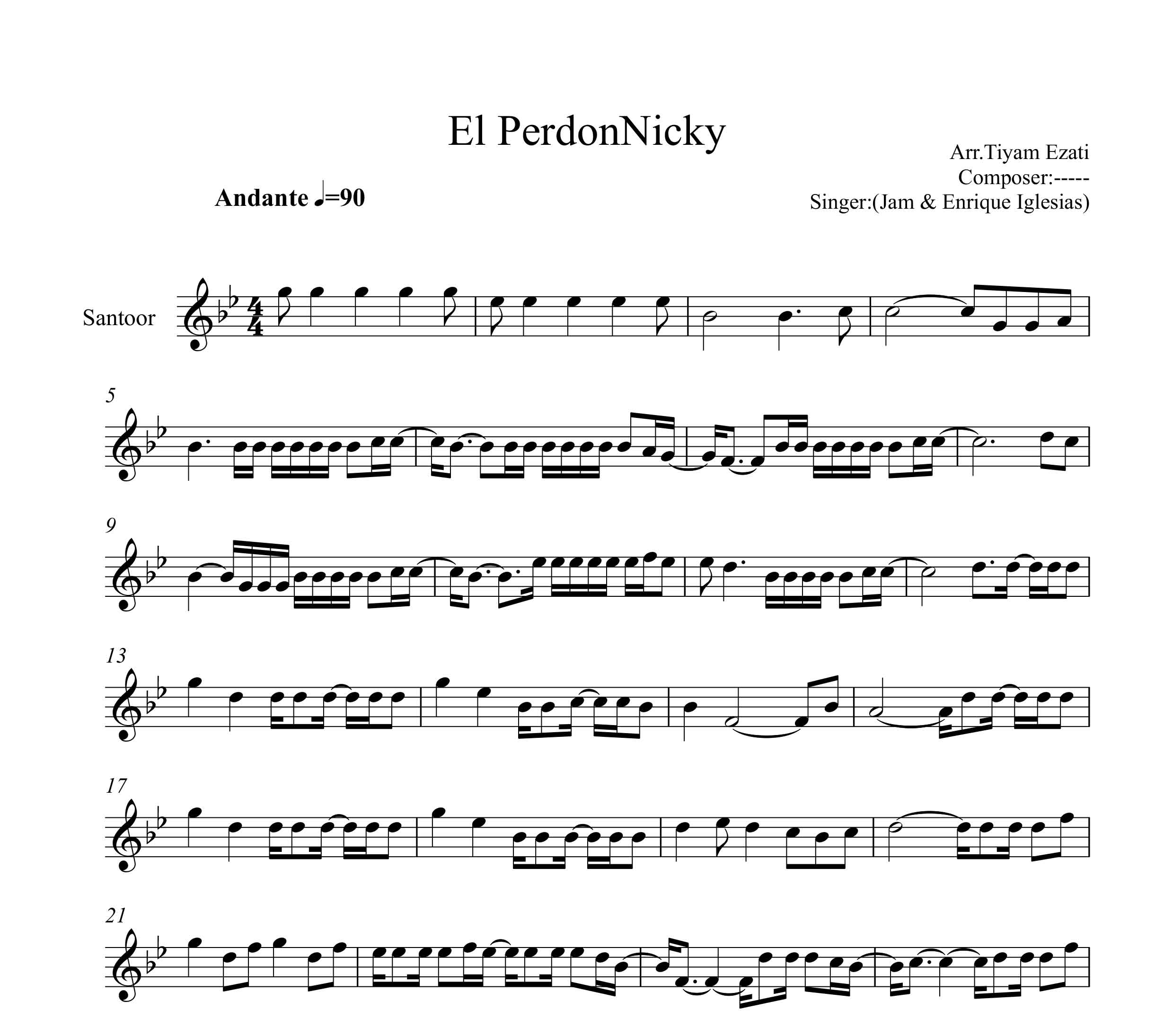نت سنتور El Perdon از انریکه