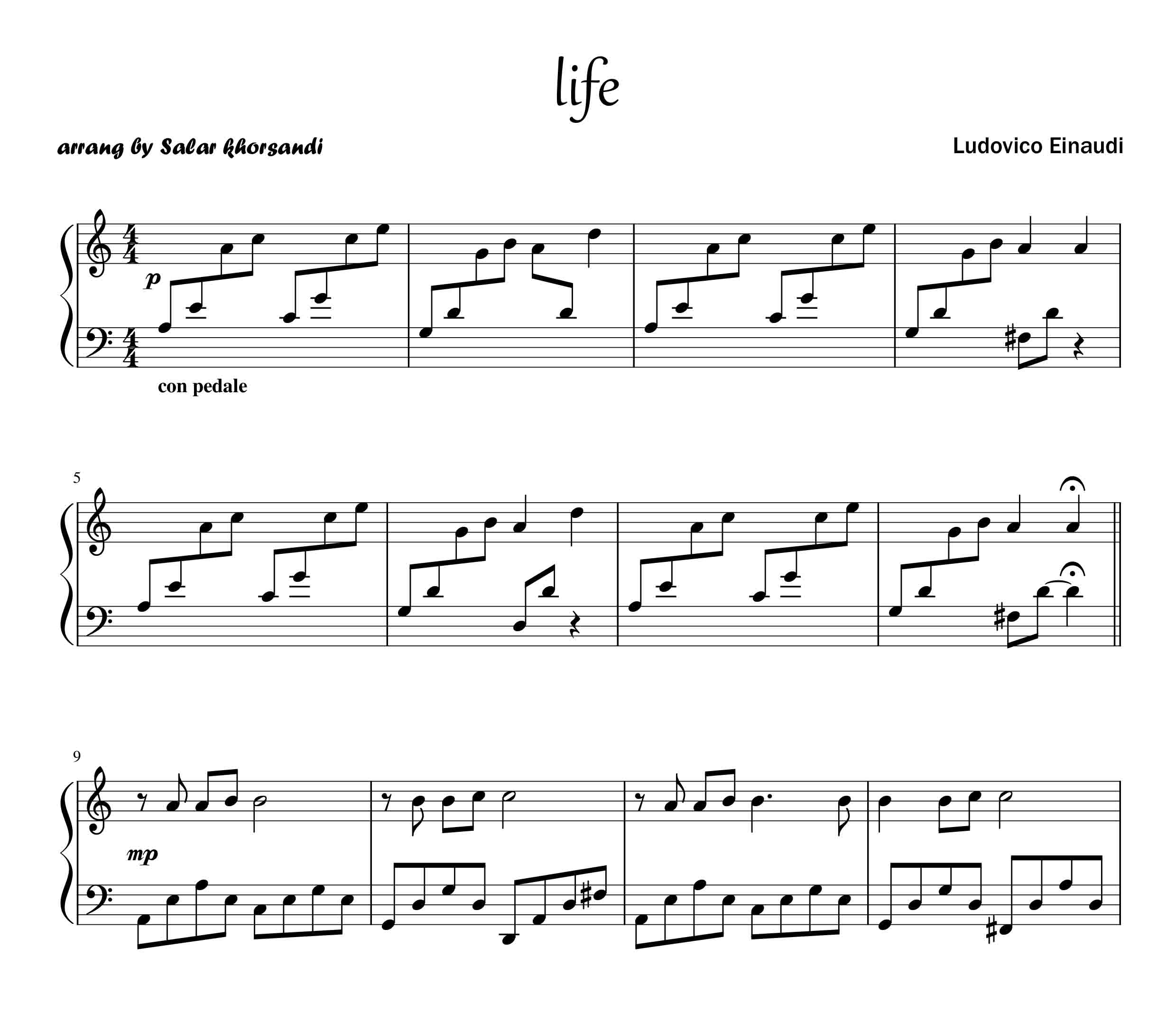 نت پیانو قطعه Life (زندگی) برای پیانو