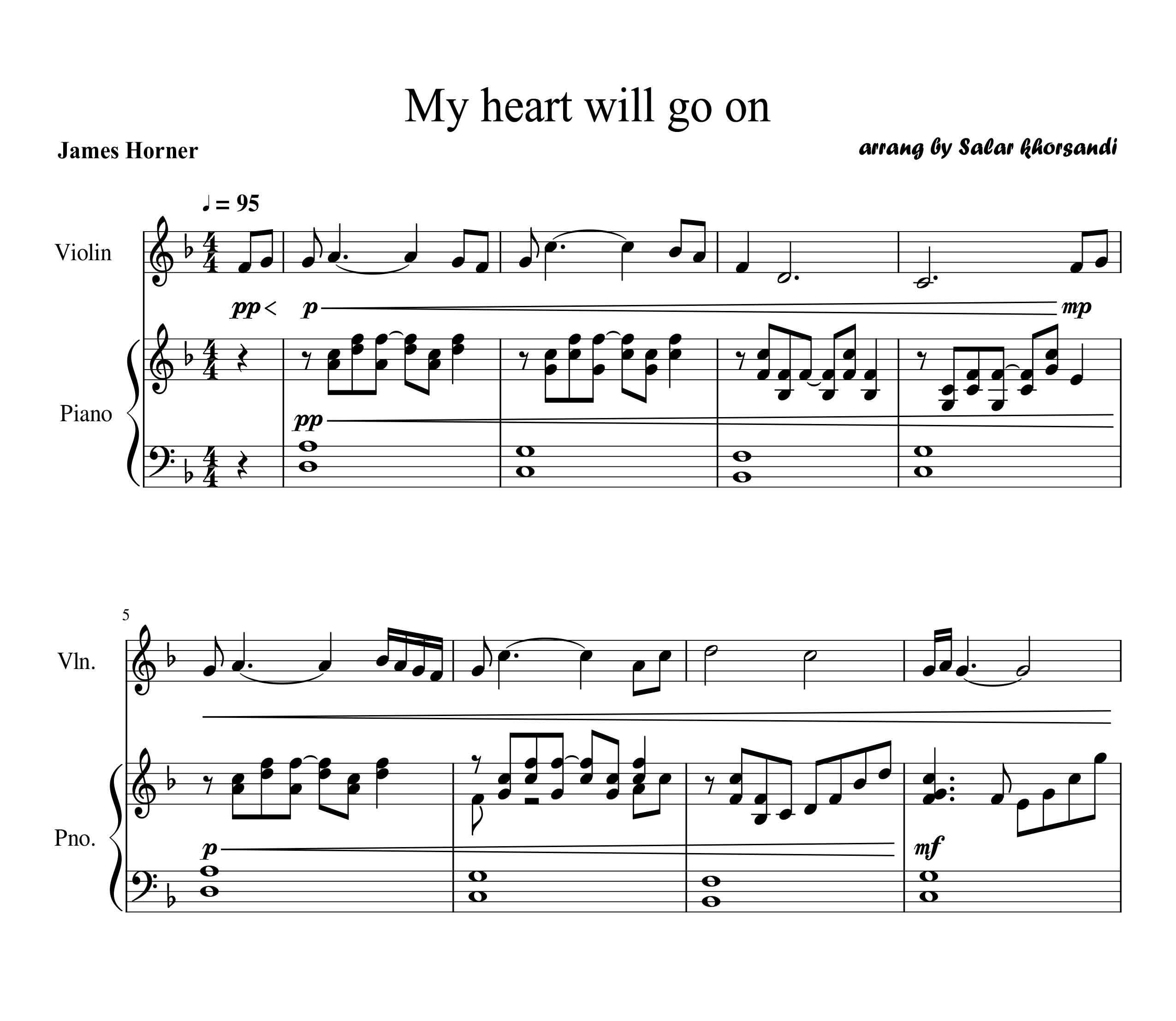 دوئت پیانو و ویولن (my heart will go on) فیلم تایتانیک برای دونوازی