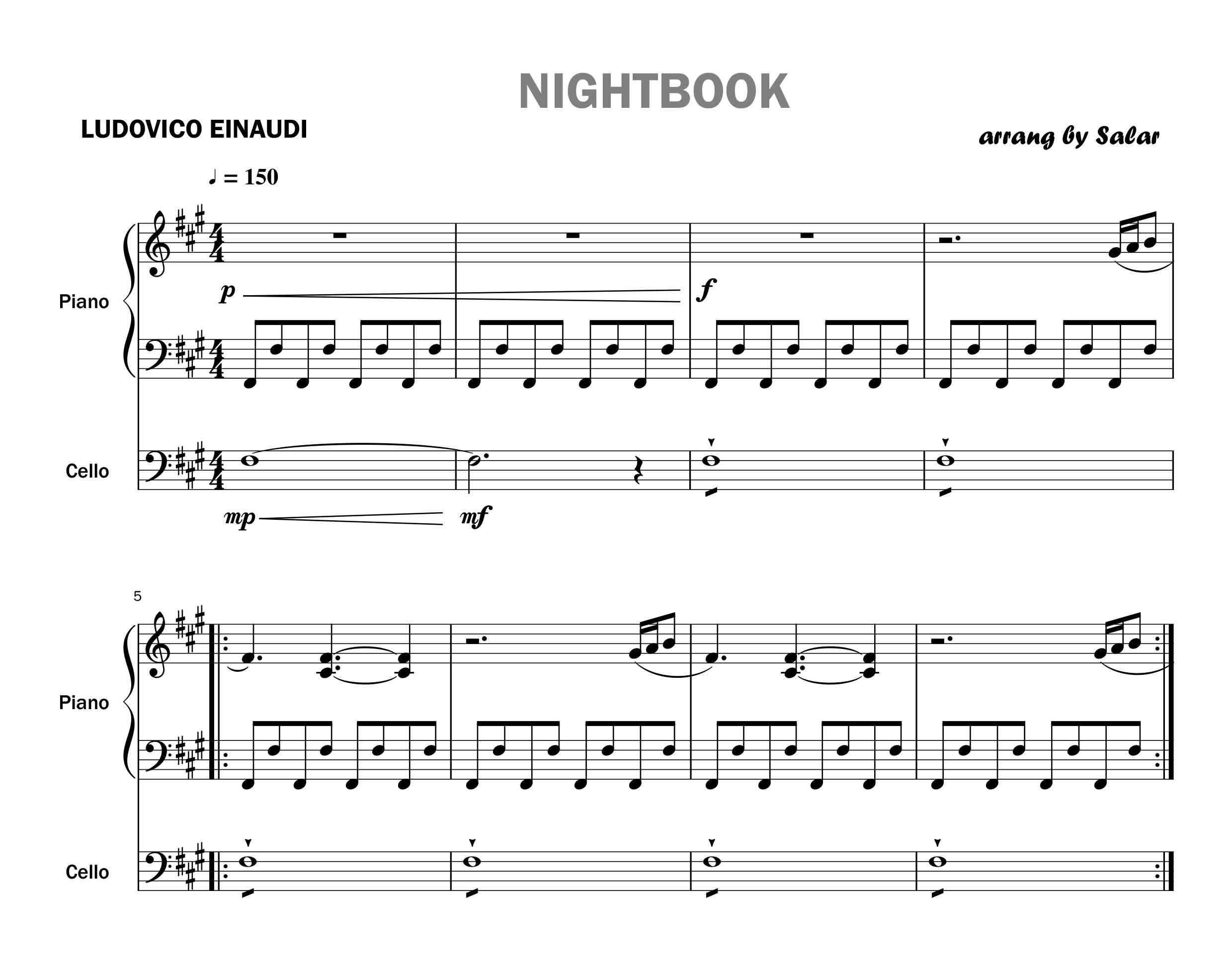 پارتیتور قطعه NightBook برای پیانو  ویولن و ویولن سل