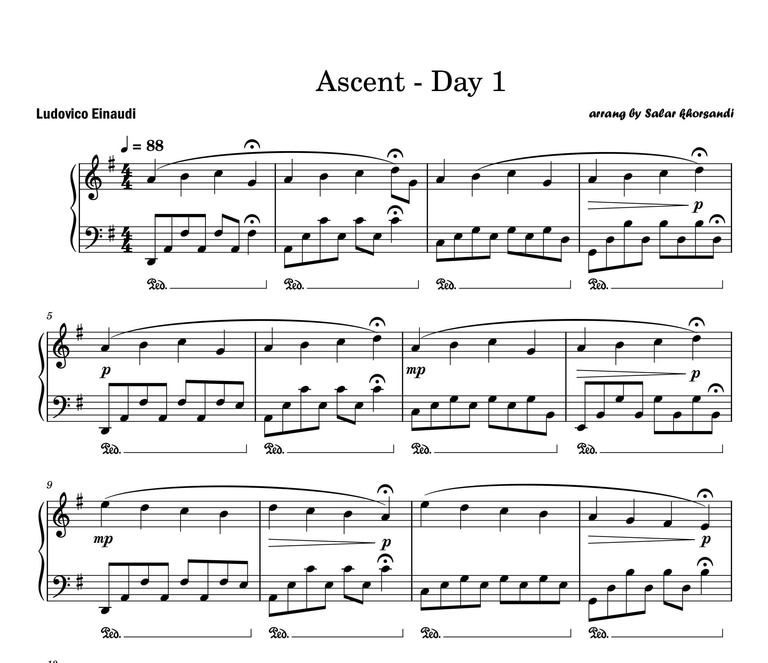 نت پیانو Ascent Day 1 از Ludovico Einaudi