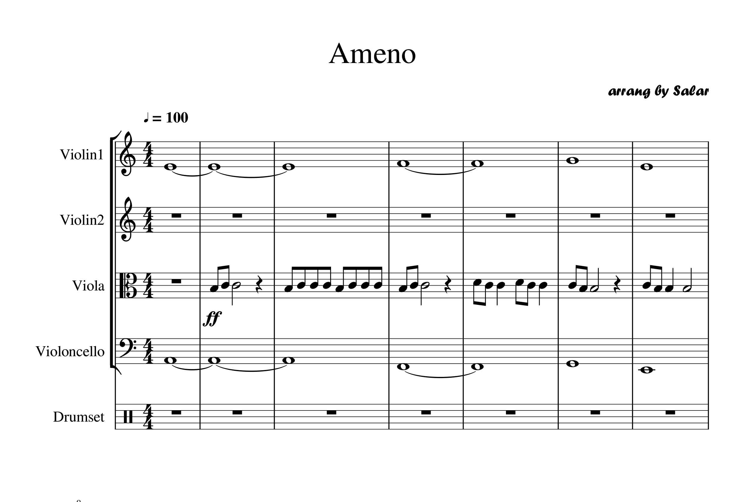 پارتیتور آهنگ (ameno) برای ارکستر کلاسیک