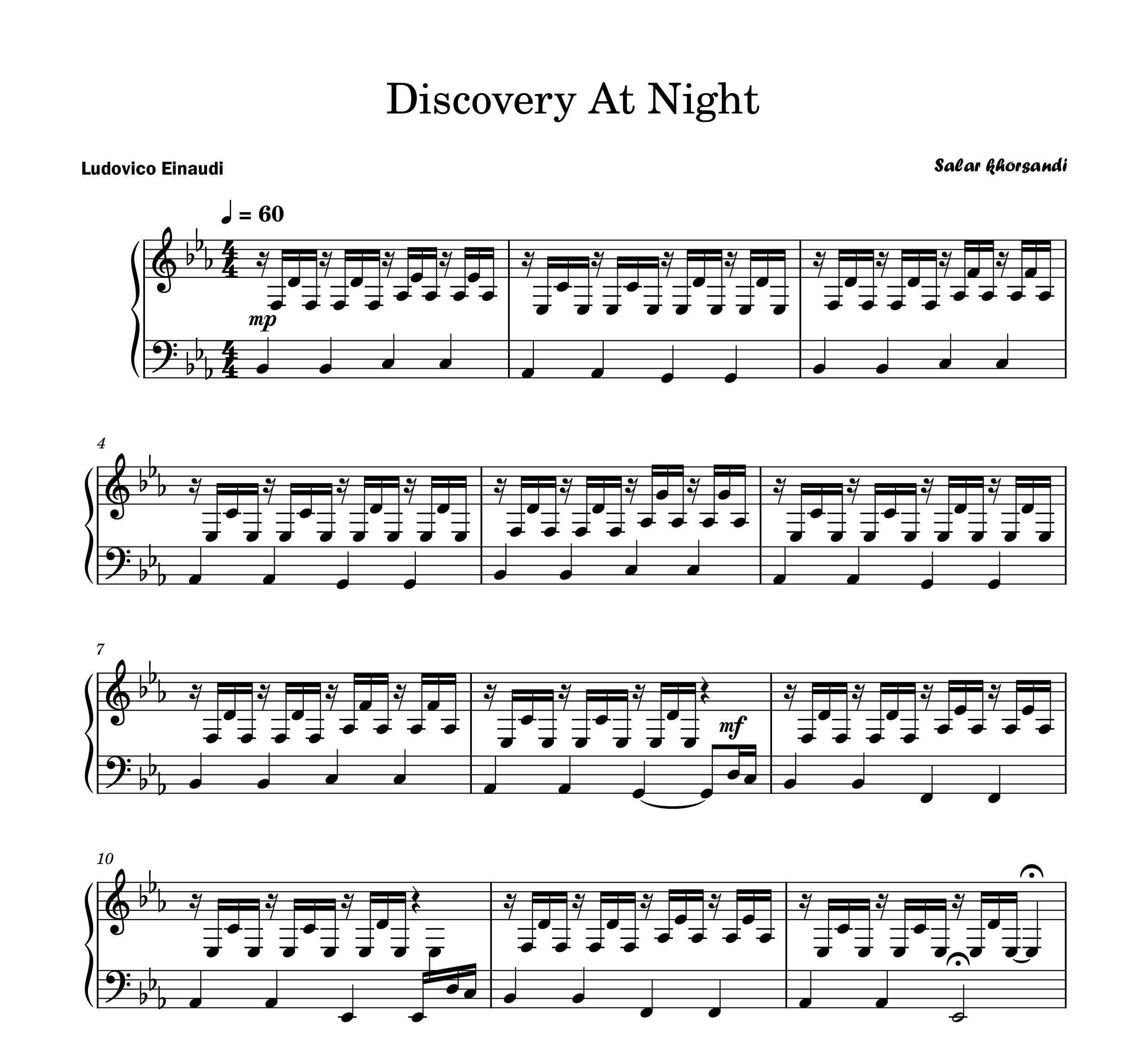 نت پیانو Discovery At Night Ludovico Einaudi