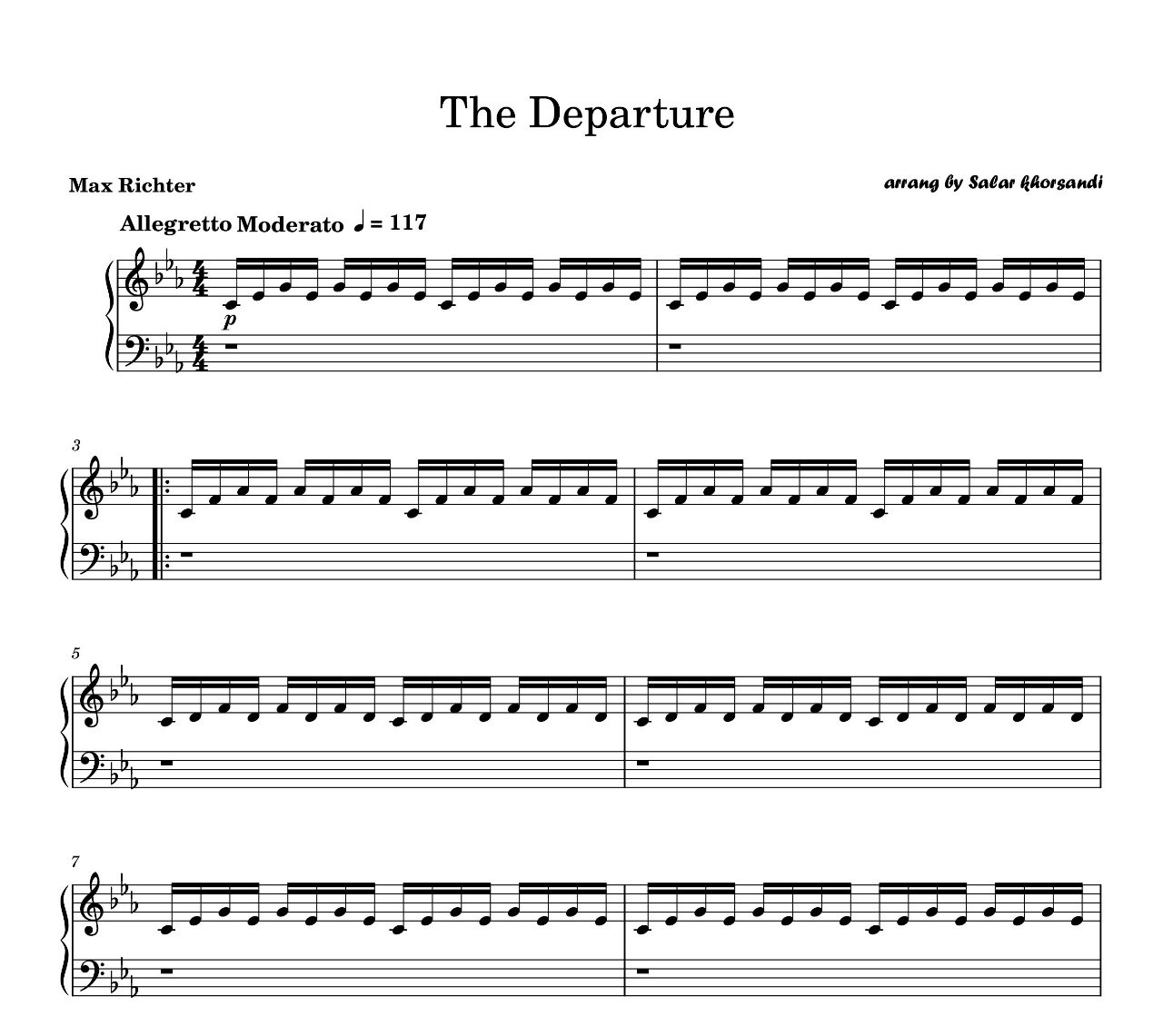 نت پیانو The Departure از Max Richter