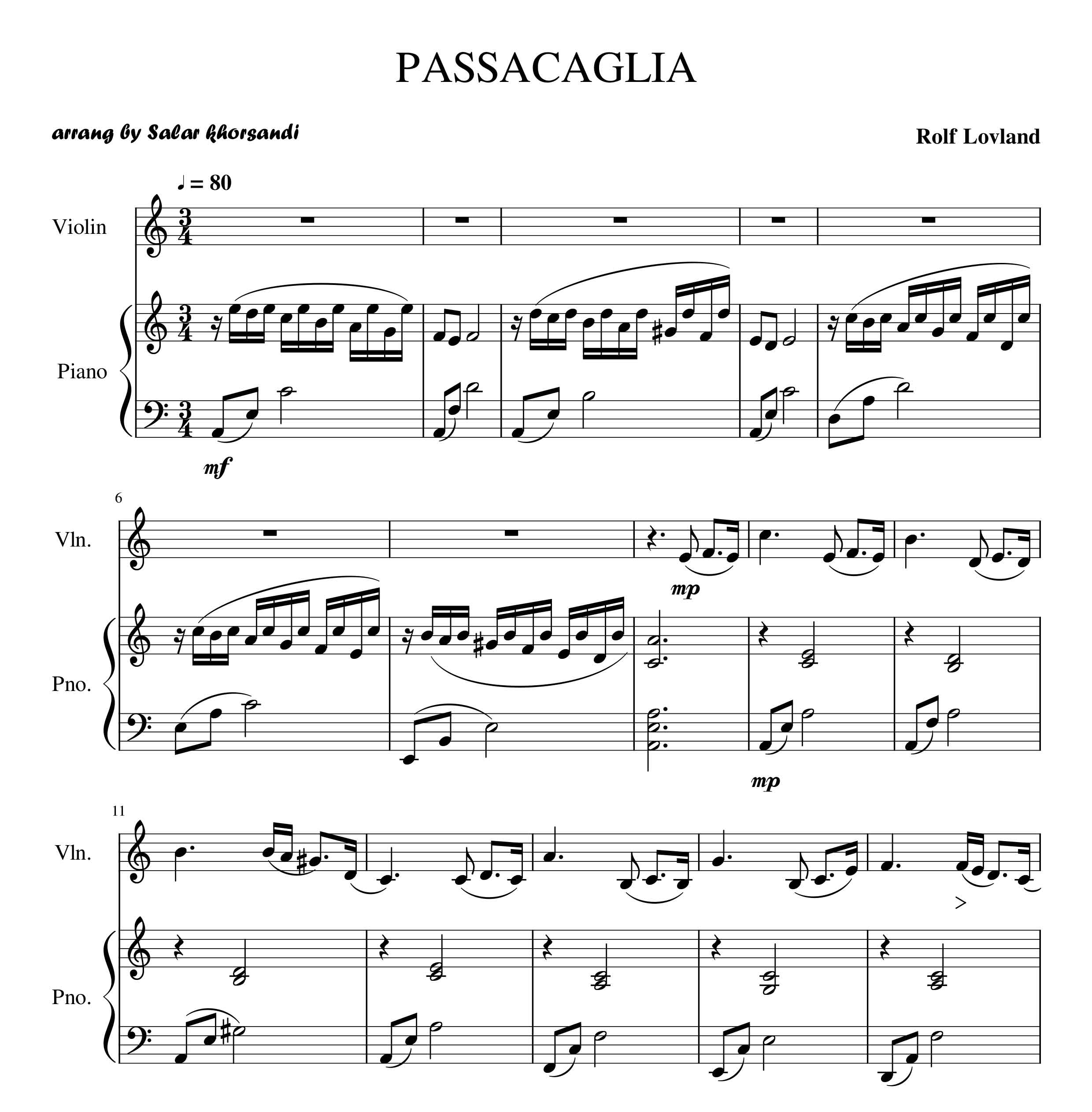 دوئت ویولن و پیانوی زیبای  PASSACAGLIA از گروه سکرت گاردن