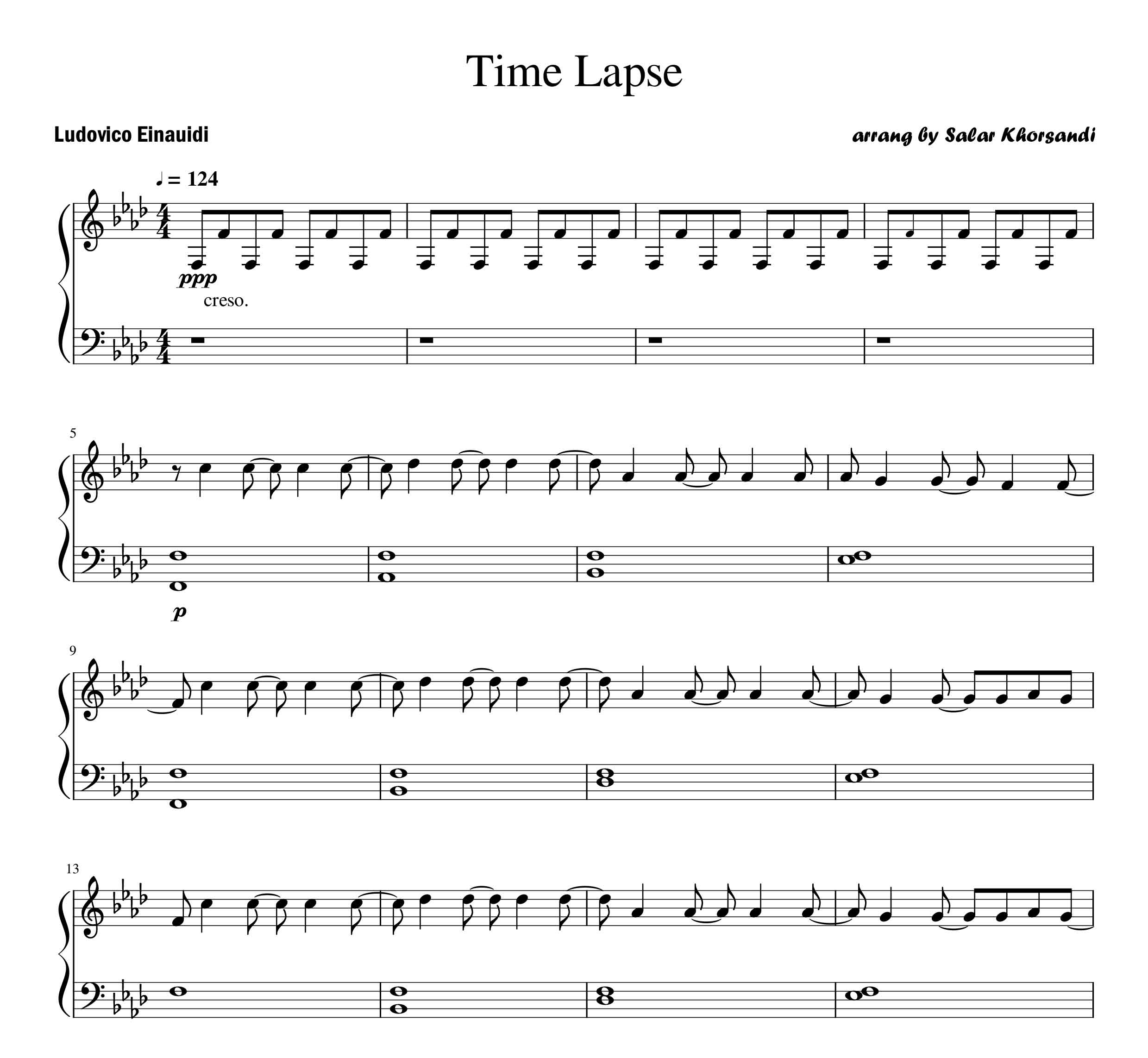 نت پیانو time lapse از Ludovico Einaudi