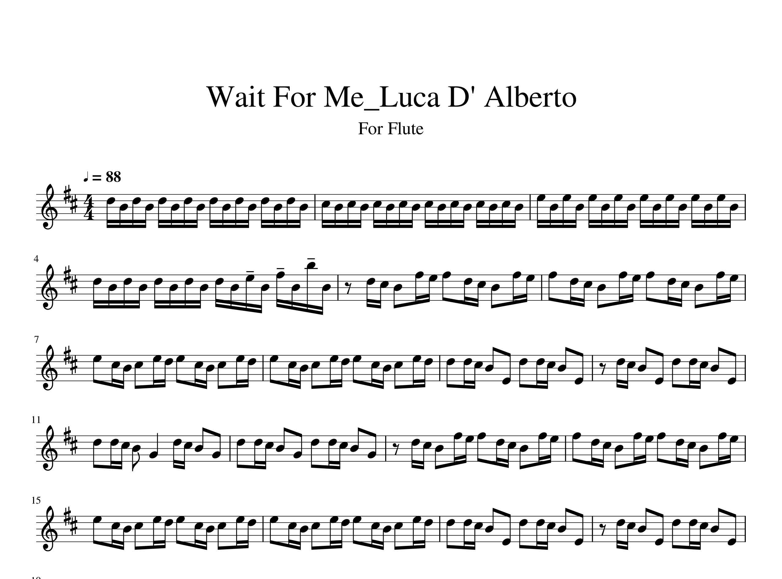 نت آهنگ Wait For Me از لوکا دیآلبرتو Luca D Alberto برای فلوت