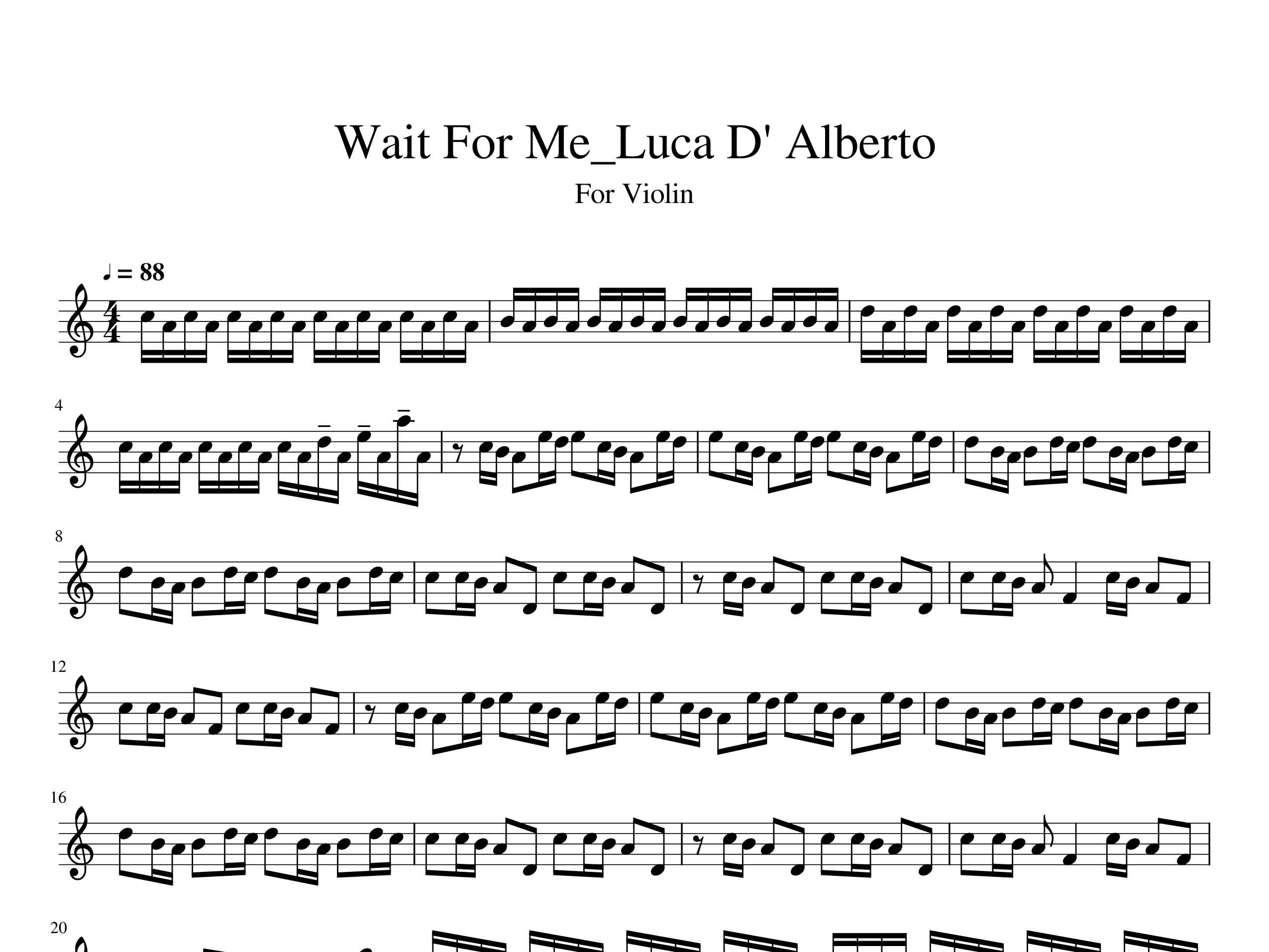 نت ویولن Wait For Me از لوکا دیآلبرتو Luca D Alberto