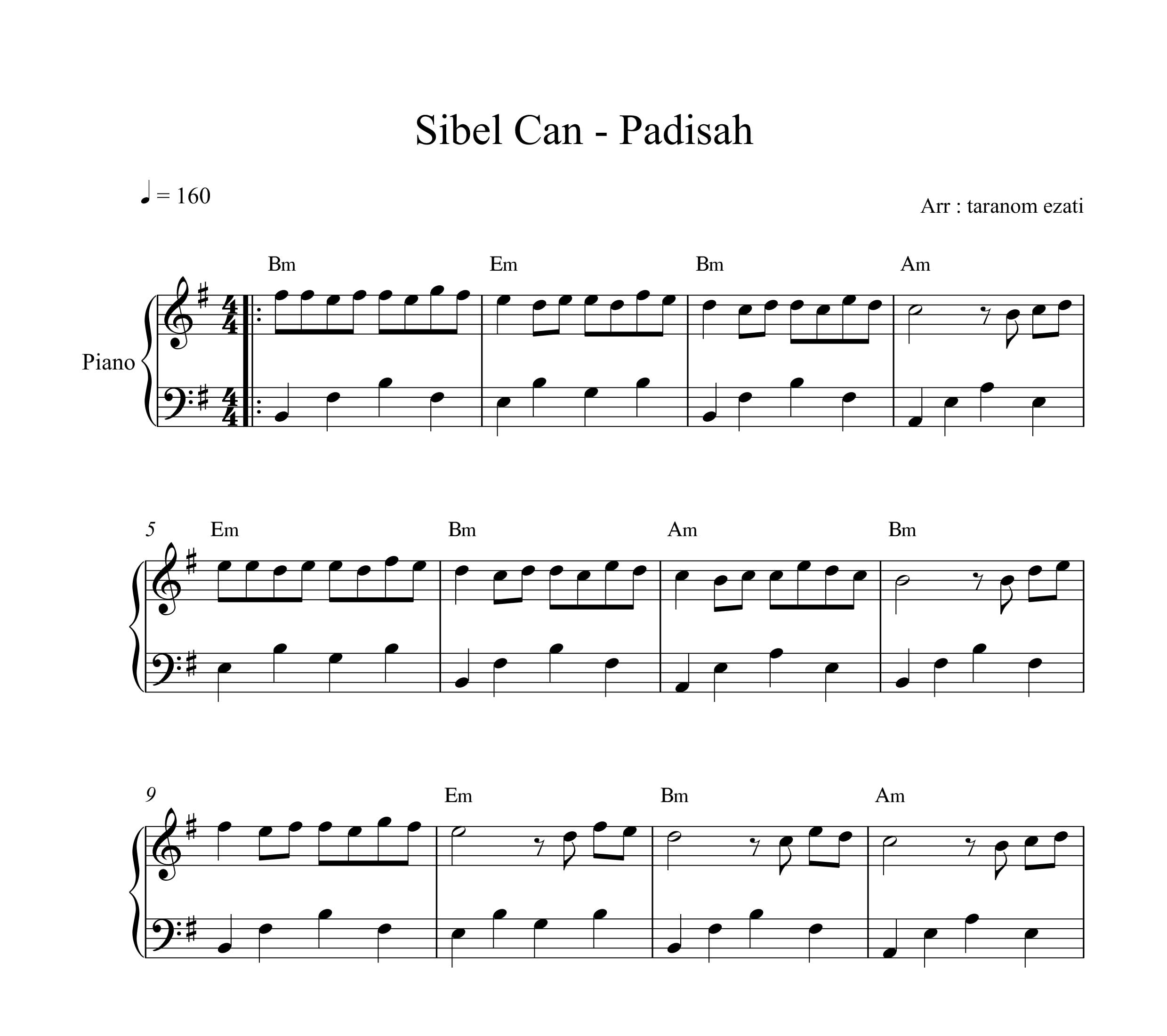 نت پیانو پادشاه سیبل جان