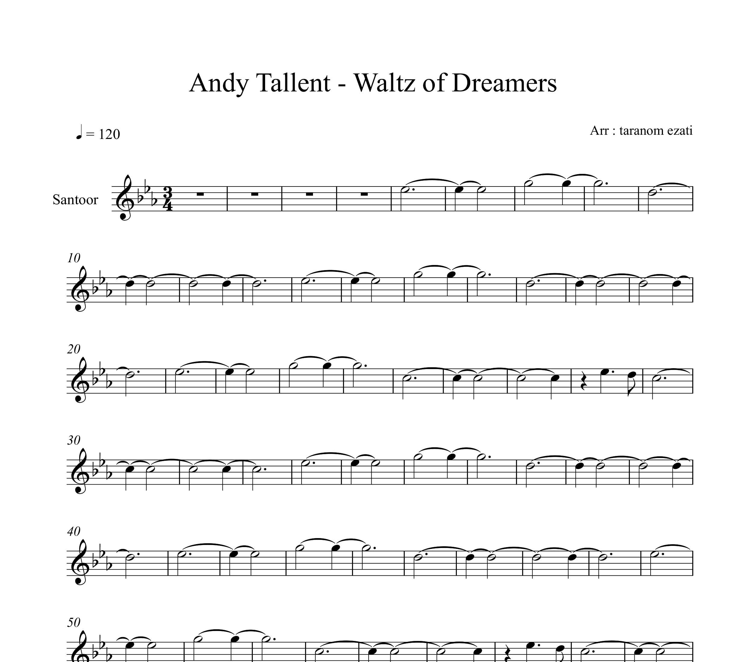 نت سنتور waltz of dreamers از andy tallent