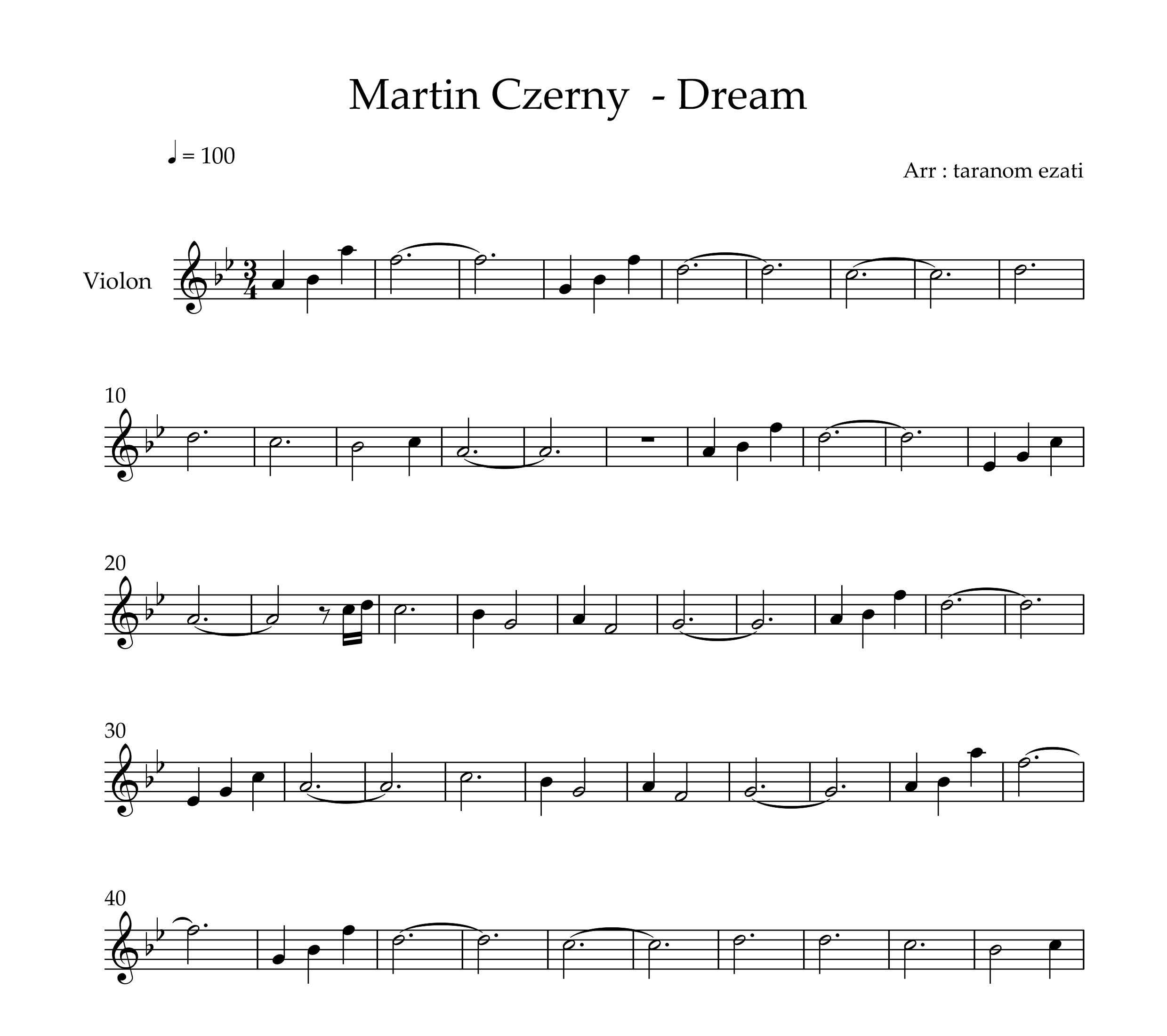 نت ویولن dream از martin czerny
