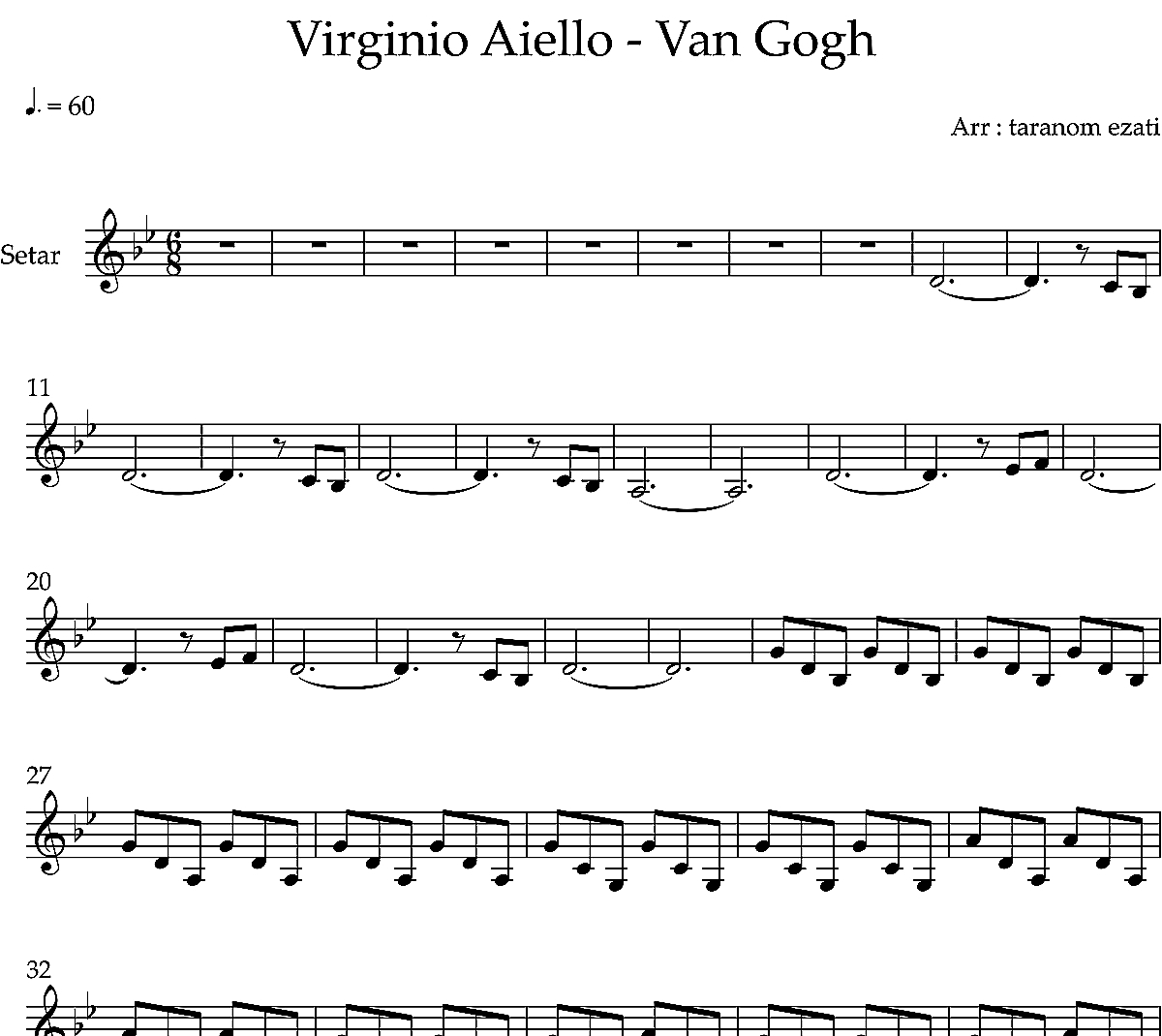 نت سه تار Van Gogh ونگوگ Virginio Aiello