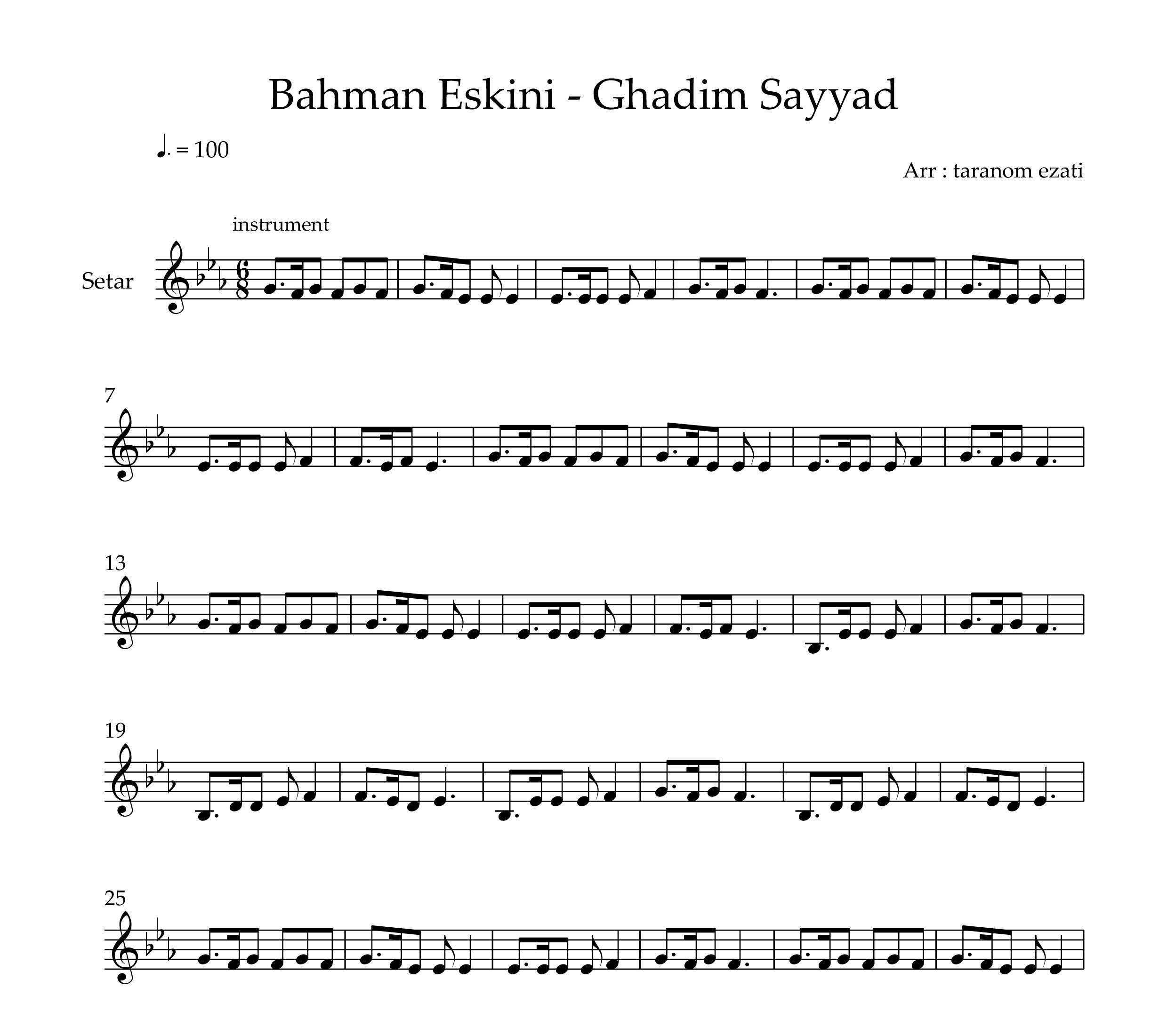 نت سه تار قدیم صیاد بهمن اسکینی