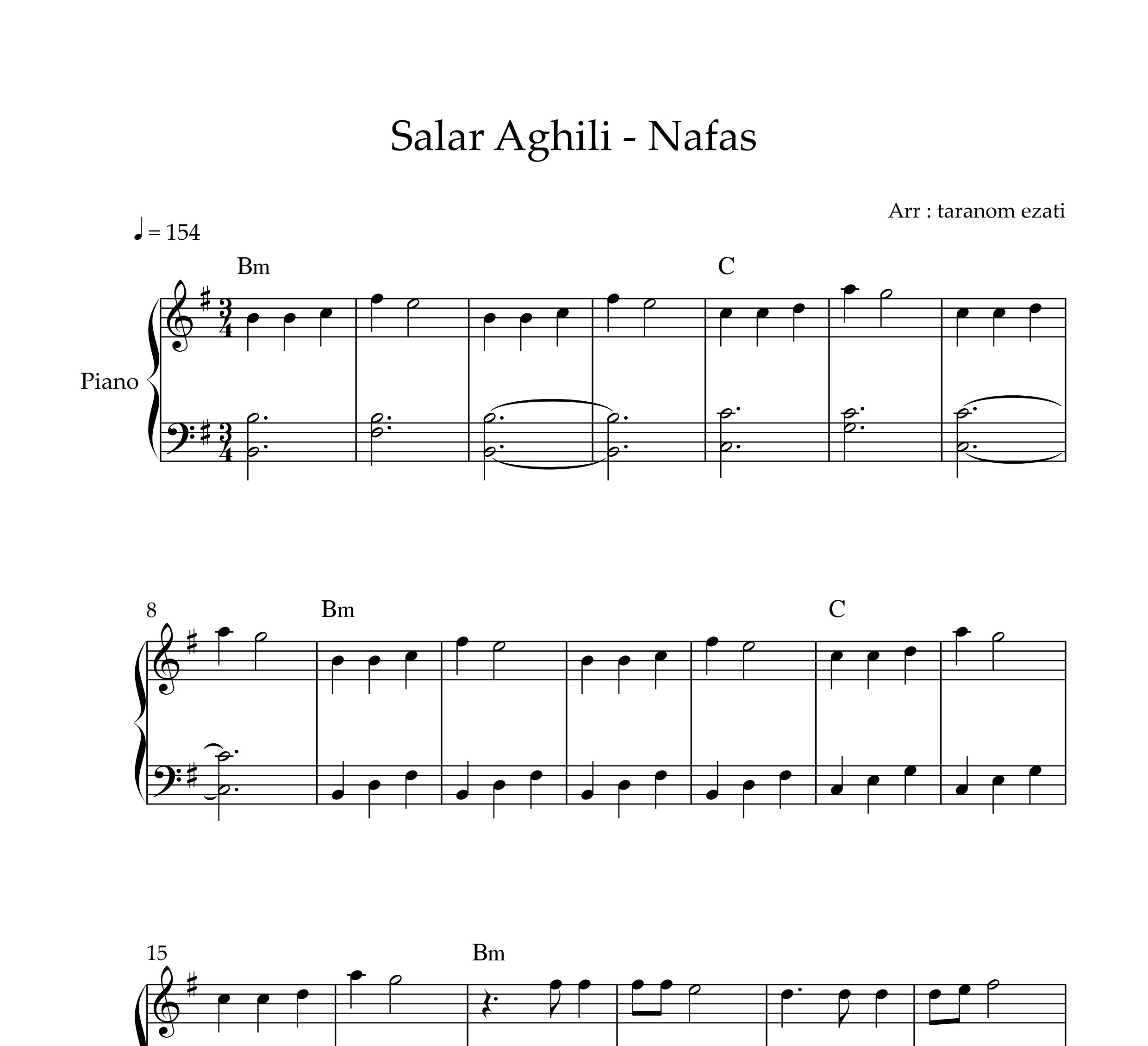 نت پیانو نفس سالار عقیلی