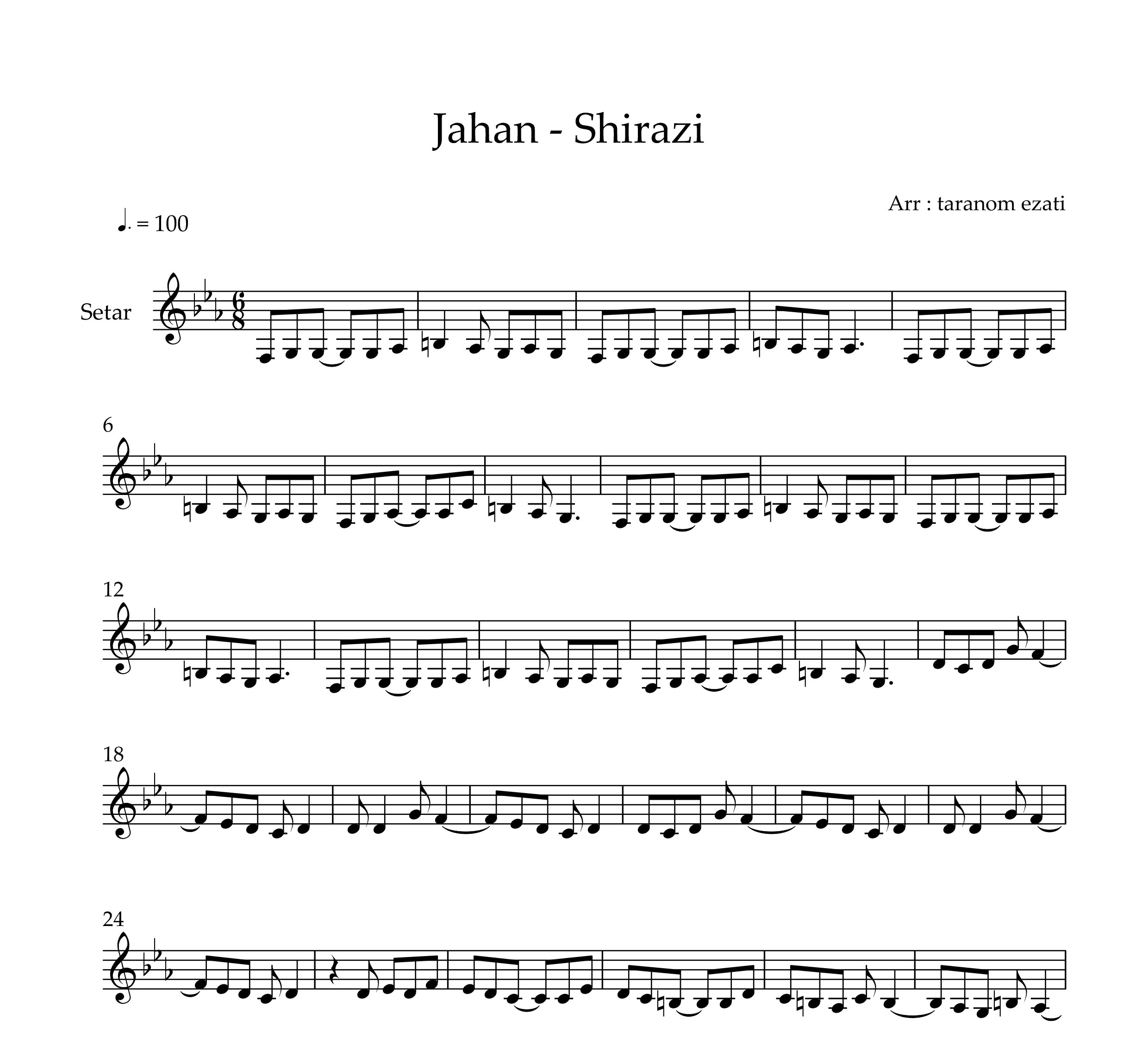 نت سه تار شیرازی جهان