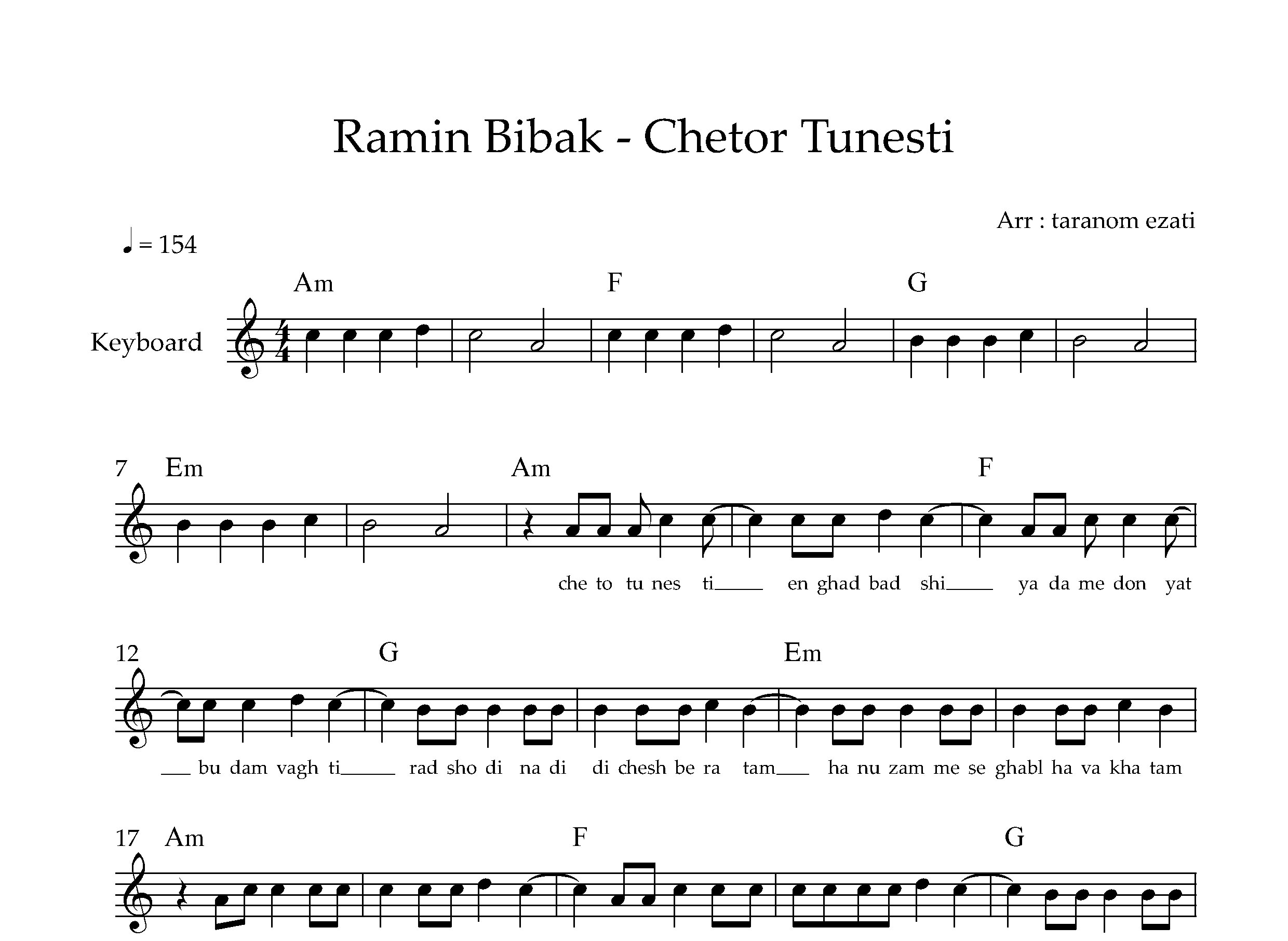 نت کیبورد چطور تونستی رامین بی باک به همراه آکورد