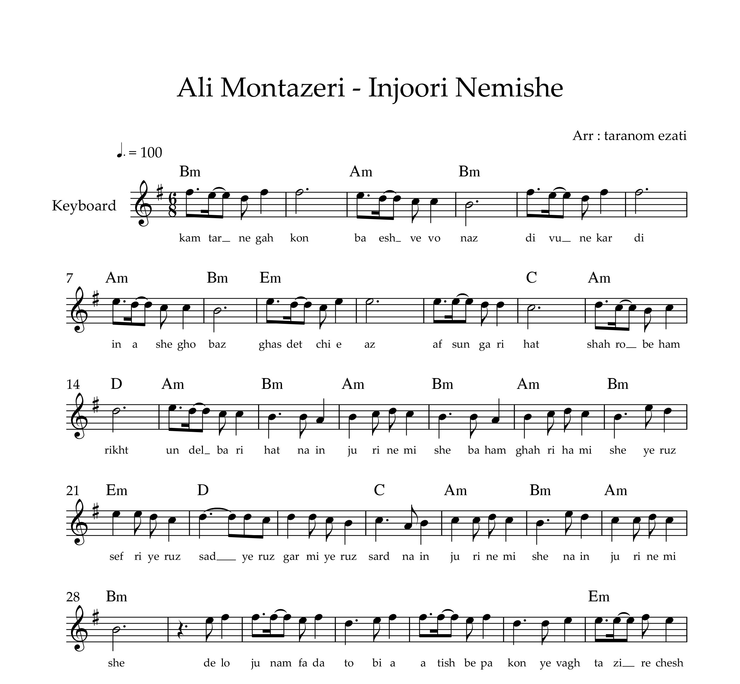 نت کیبورد اینجوری نمیشه علی منتظری به همراه آکورد