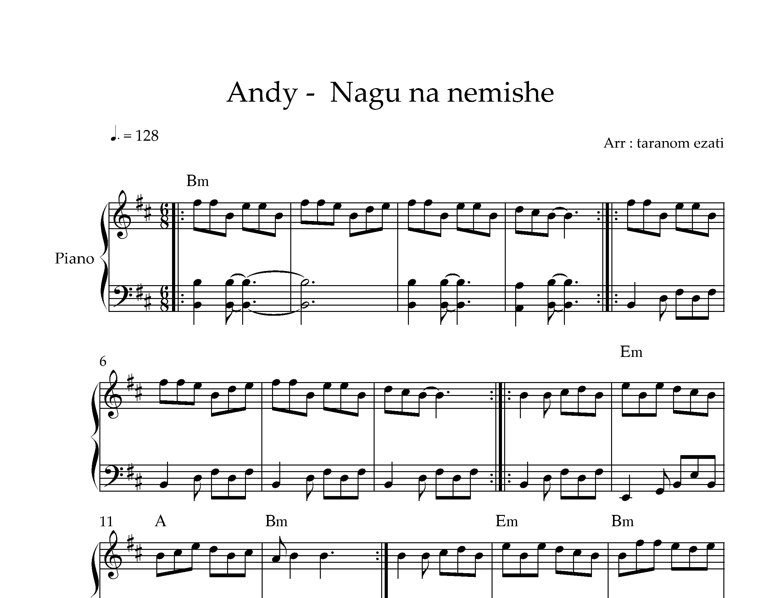 نت پیانو نگو نه نمیشه اندی