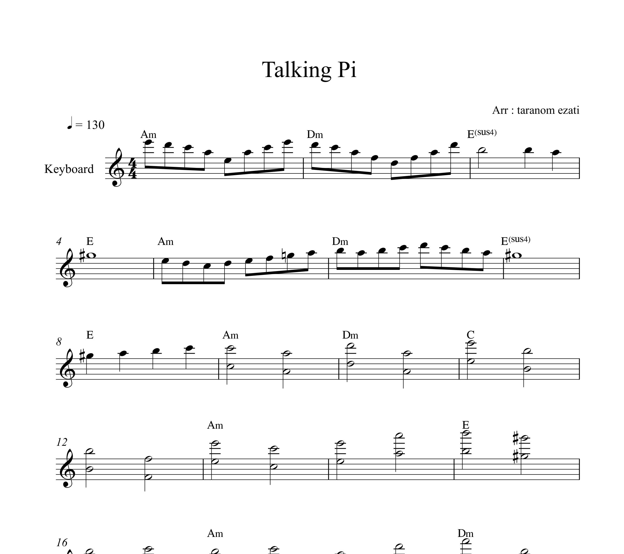 نت کیبورد talking pi دیوید مک دونالد به همراه آکورد