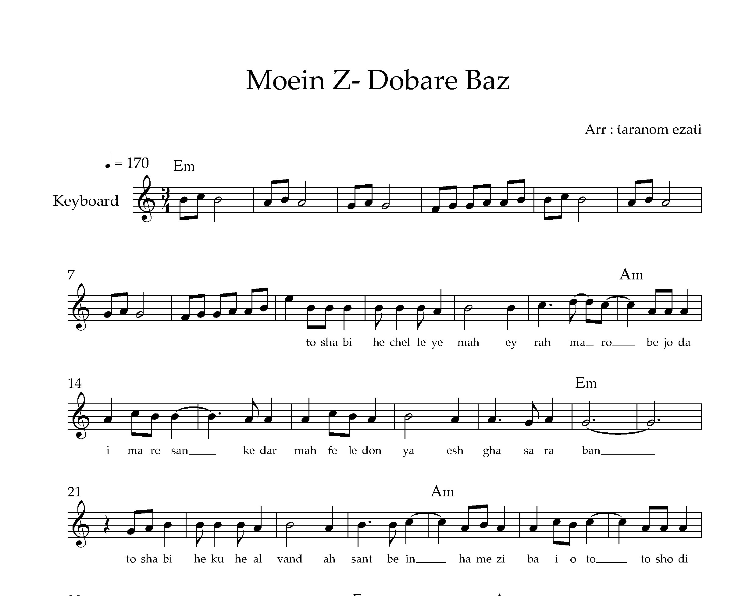 نت کیبورد دوباره باز معین زد به همراه آکورد