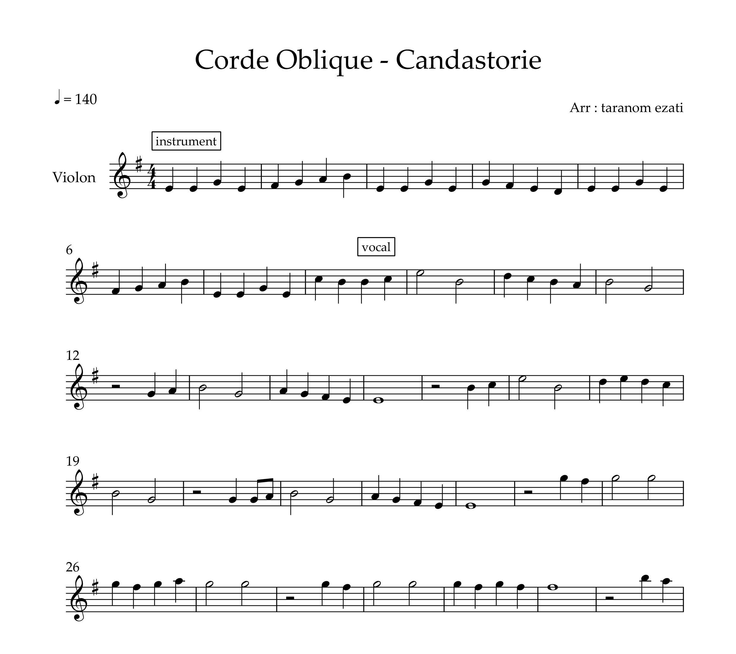 نت ویولن Candastorie از Corde Oblique