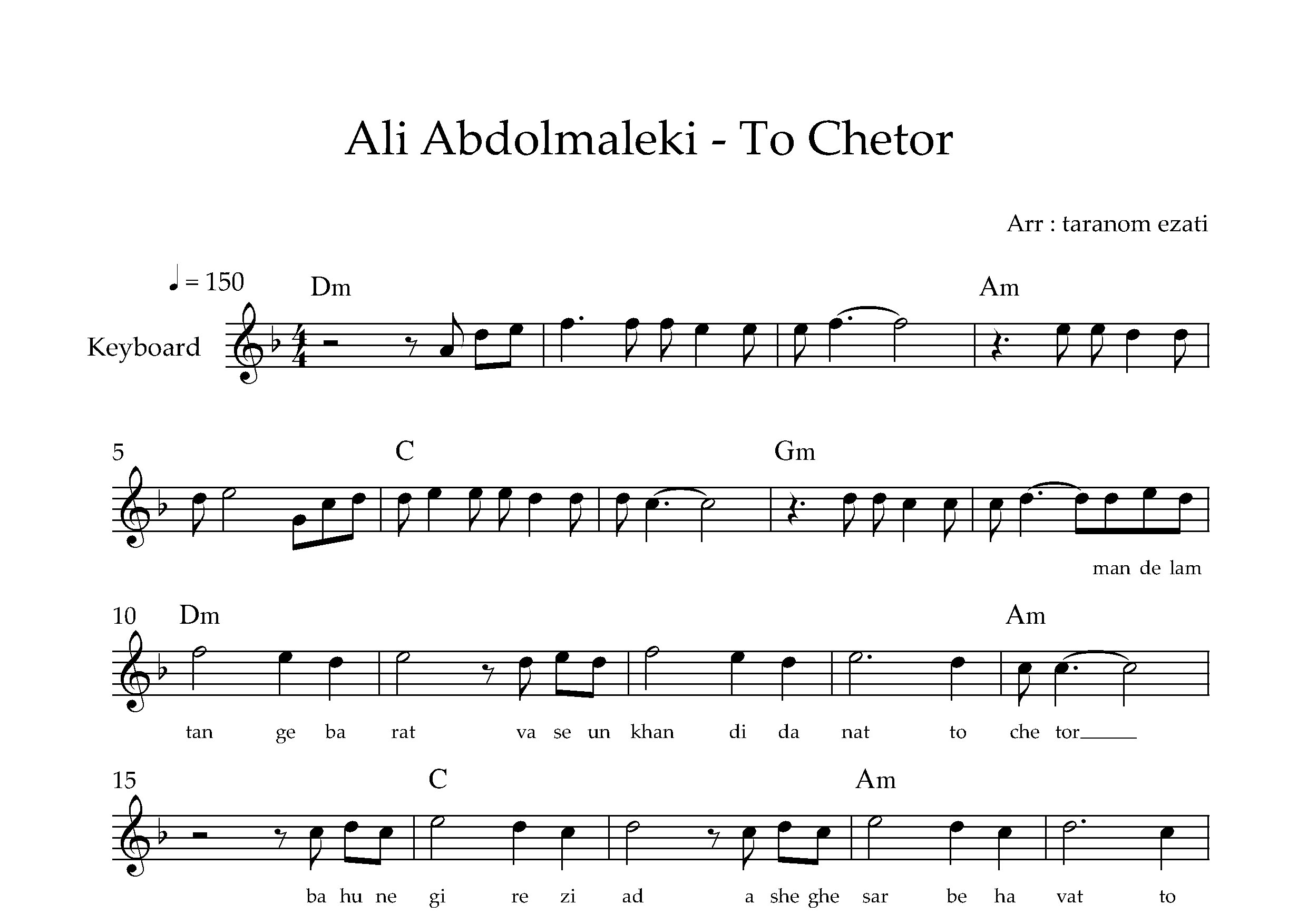 نت کیبورد تو چطور علی عبدالمالکی به همراه آکورد