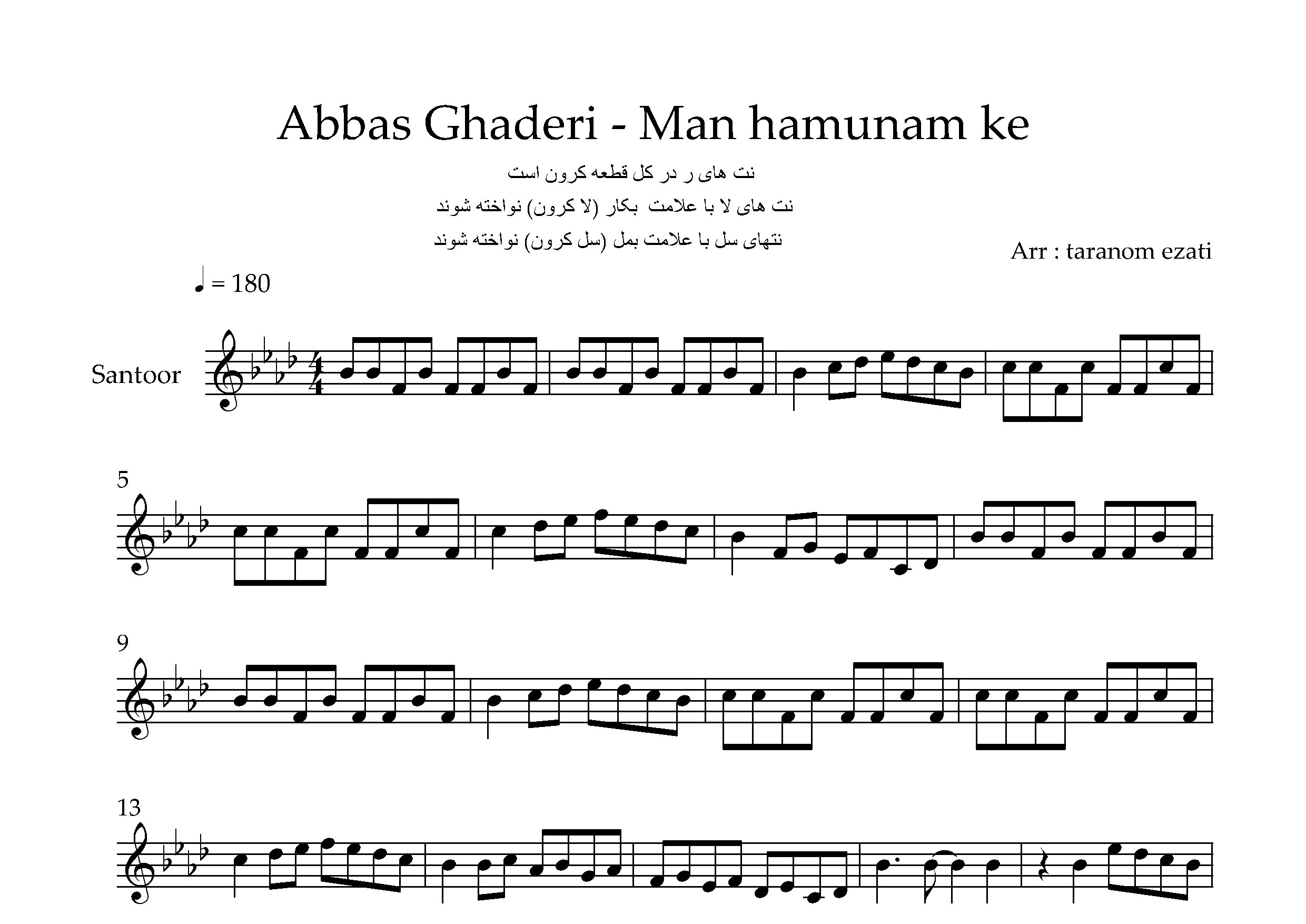 نت سنتور من همونم که نازنینت بودم عباس قادری