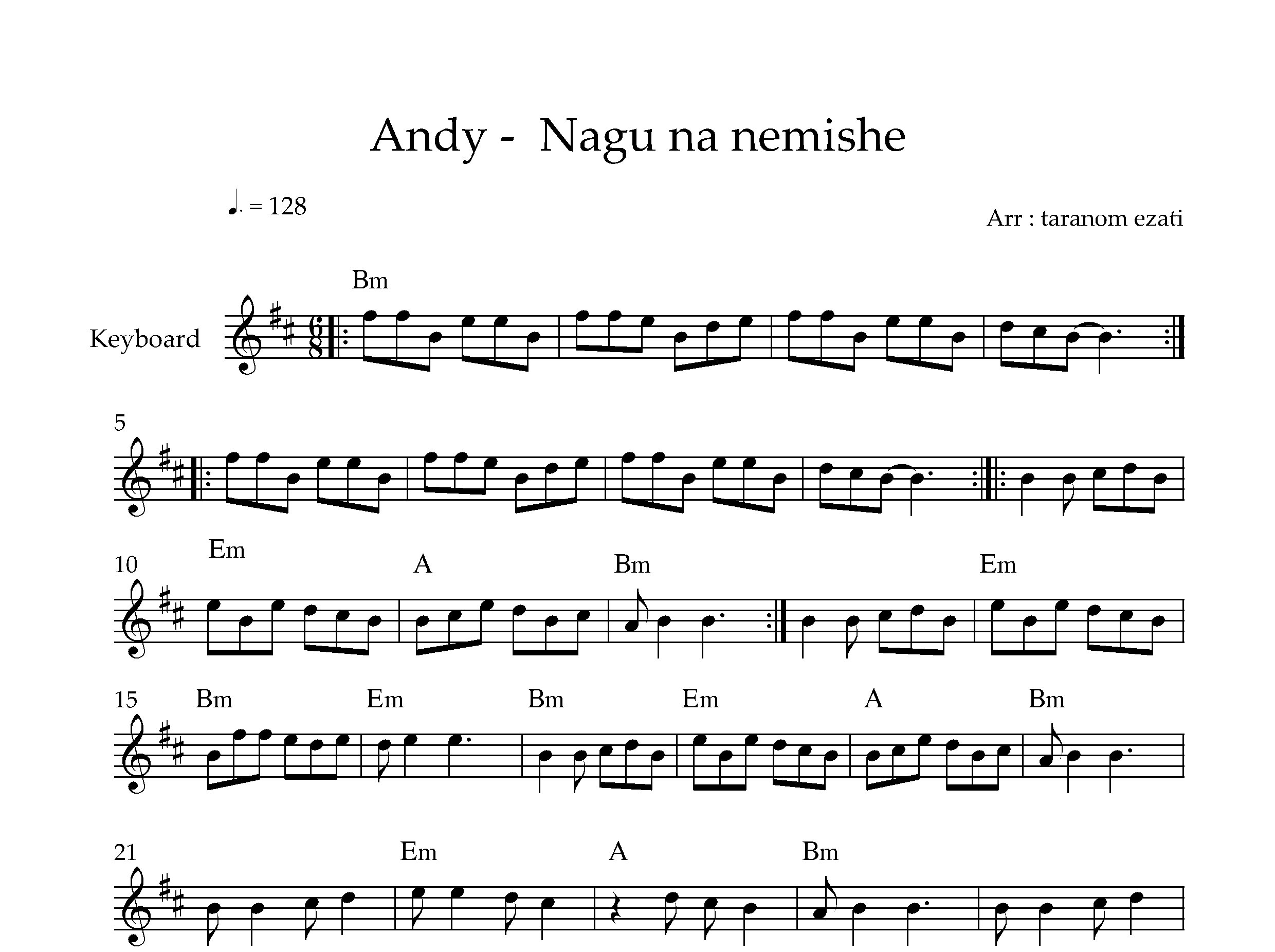 نت کیبورد نگو نه نمیشه اندی به همراه آکورد