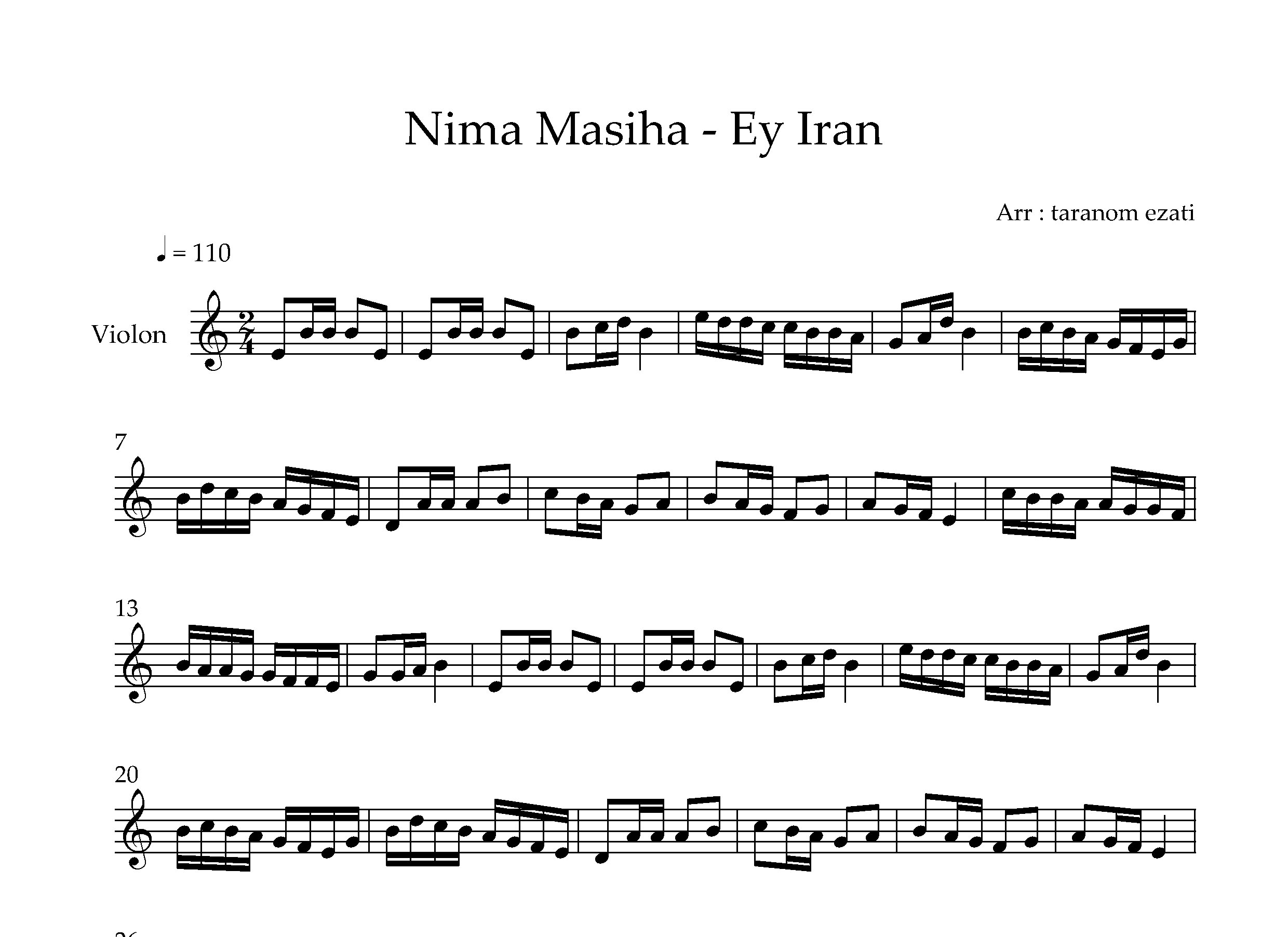 نت ویولن ای ایران نیما مسیحا
